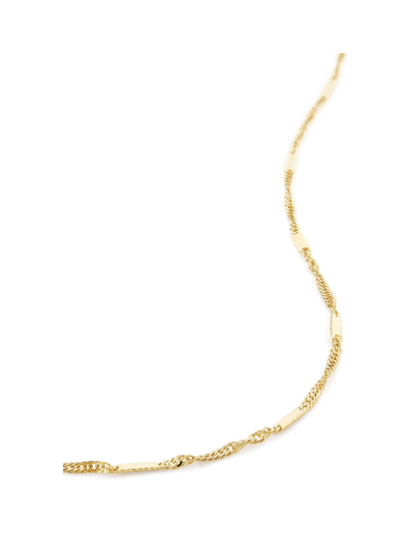 The Love Collection 9ct Yellow Gold Singapore Bar Chain Necklace 18 inch