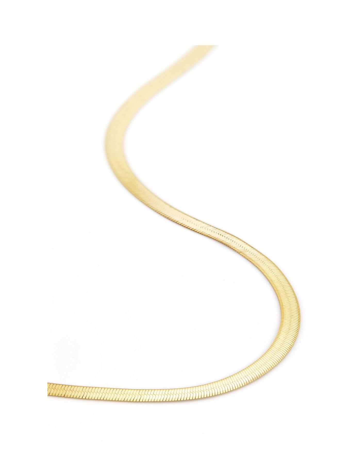 front image of the-love-collection-9ct-yellow-gold-herringbone-chain-necklace-16-2-inch
