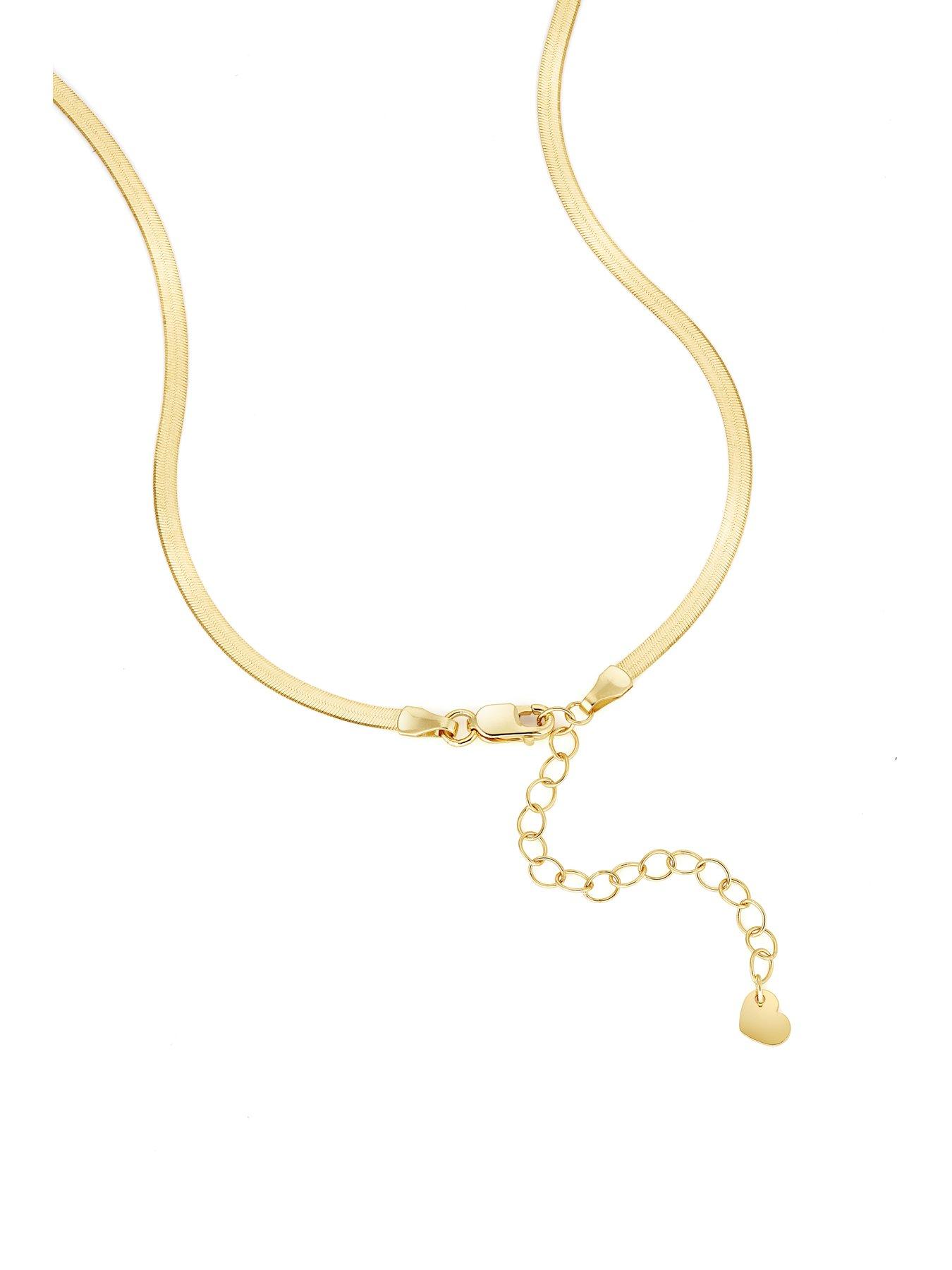 image of the-love-collection-9ct-yellow-gold-herringbone-chain-necklace-16-2-inch