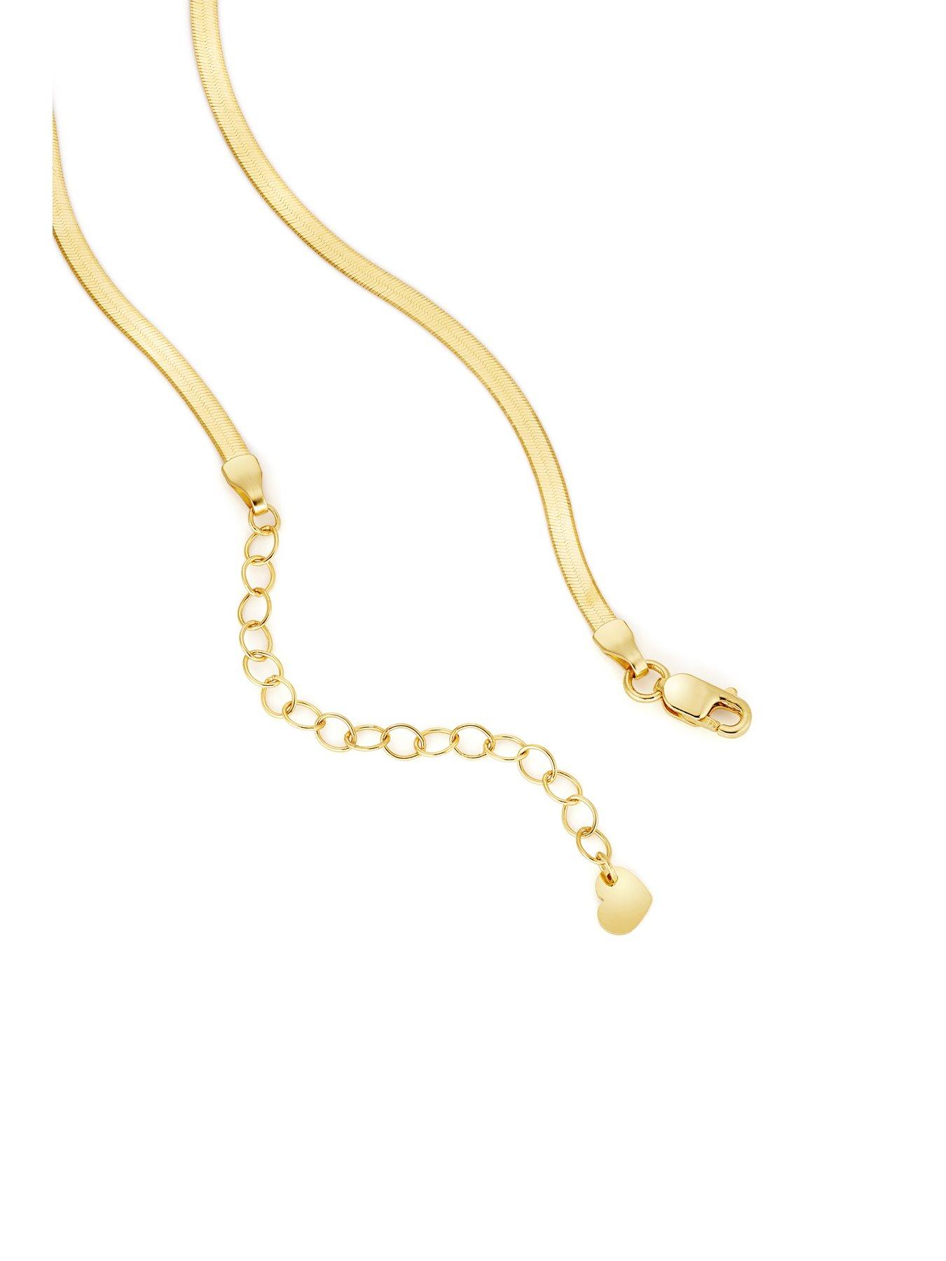  image of the-love-collection-9ct-yellow-gold-herringbone-chain-necklace-16-2-inch
