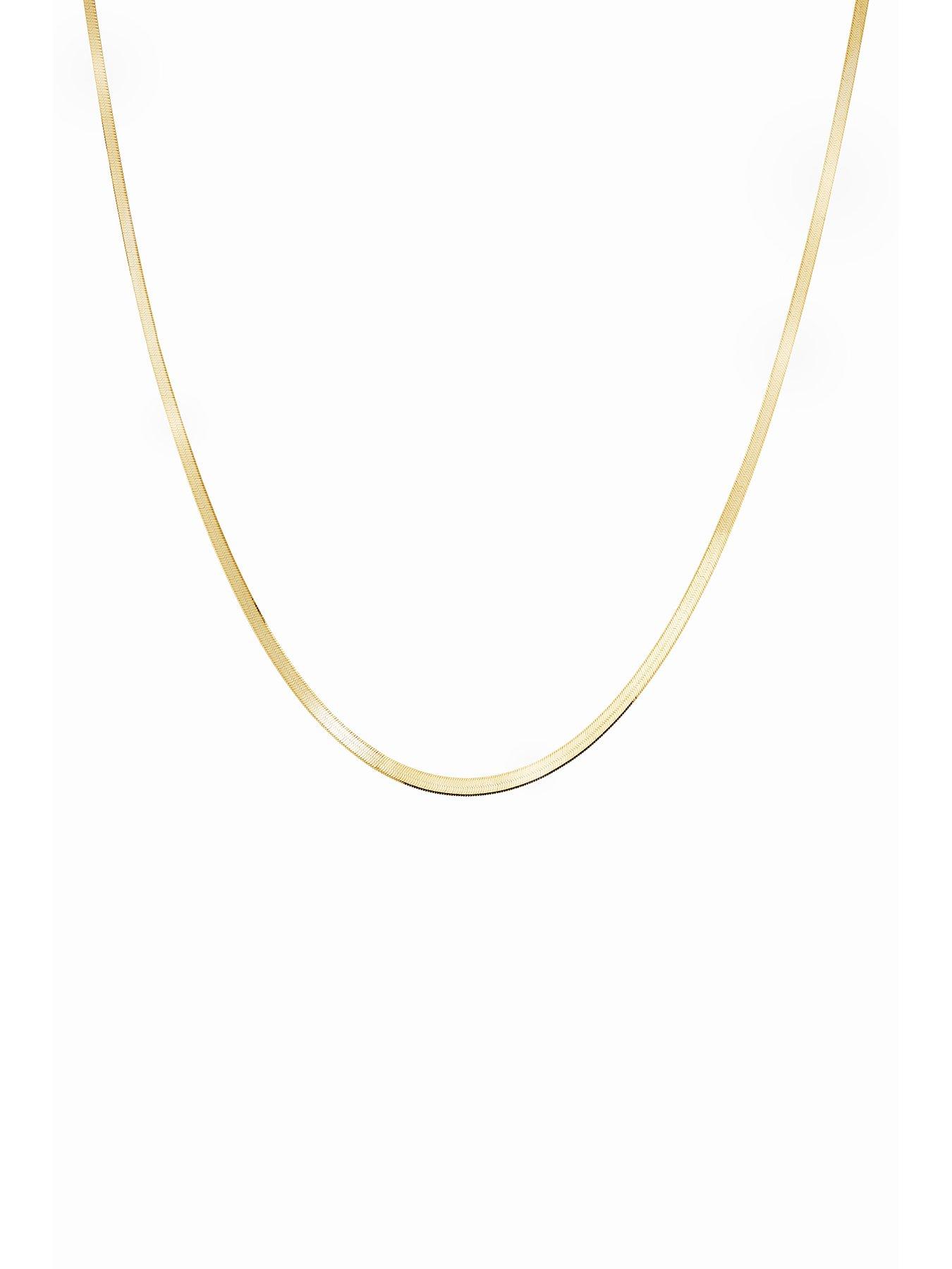  image of the-love-collection-9ct-yellow-gold-herringbone-chain-necklace-16-2-inch