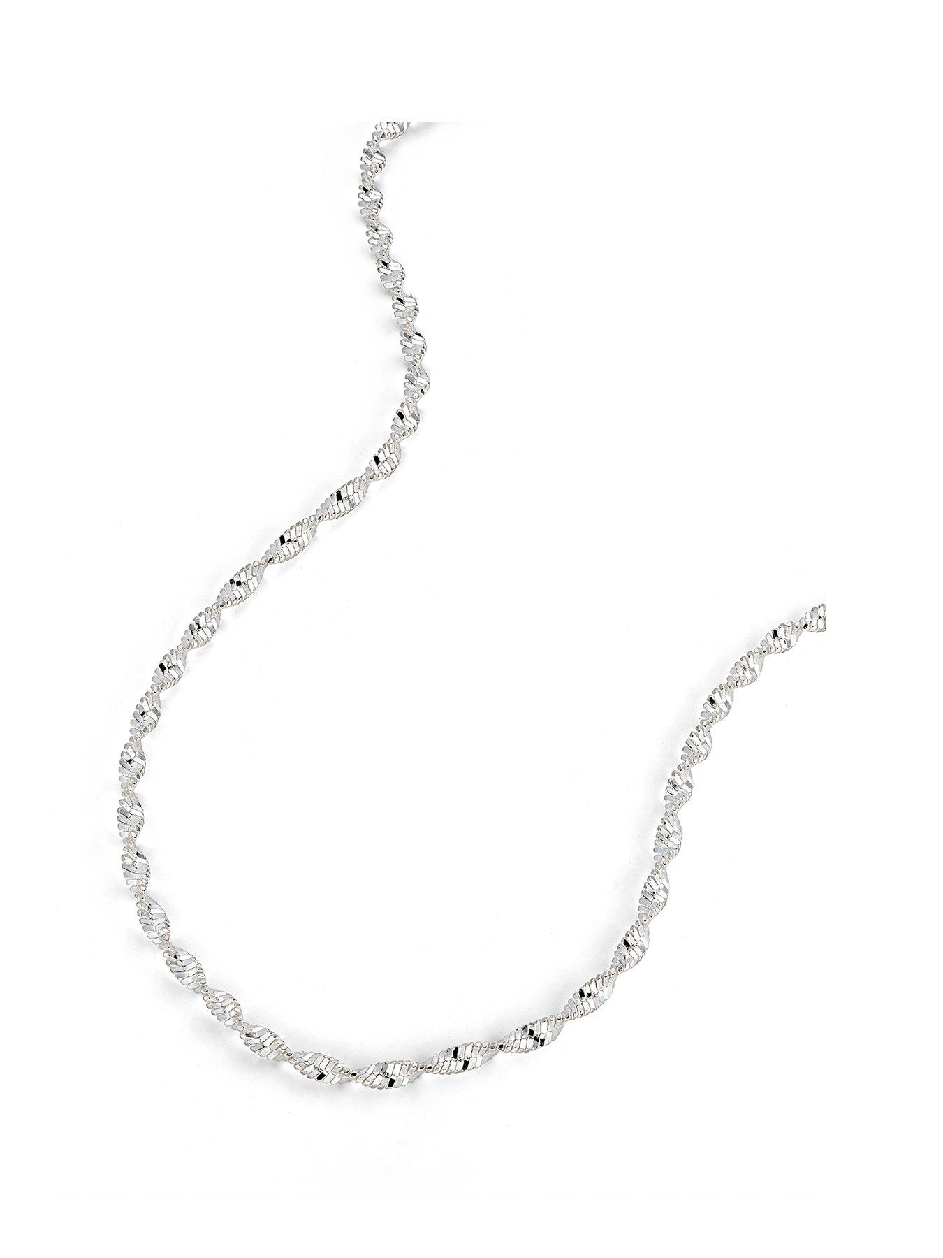 The Love Collection Sterling Silver Singapore Chain (2.7mm) Necklace 18 inch