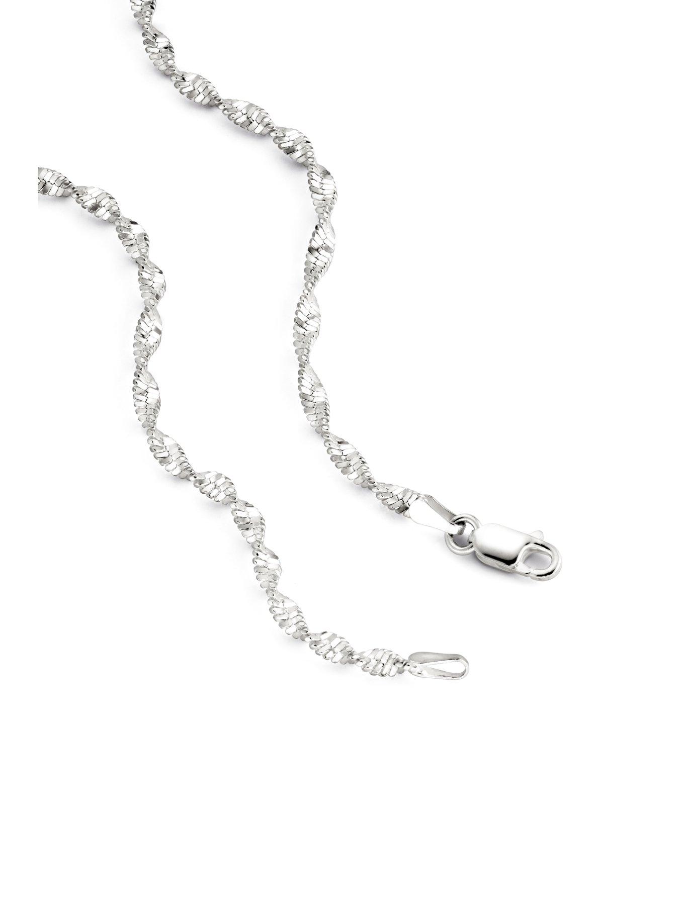 Image 2 of 4 of The Love Collection Sterling Silver Singapore Chain (2.7mm) Necklace 18 inch