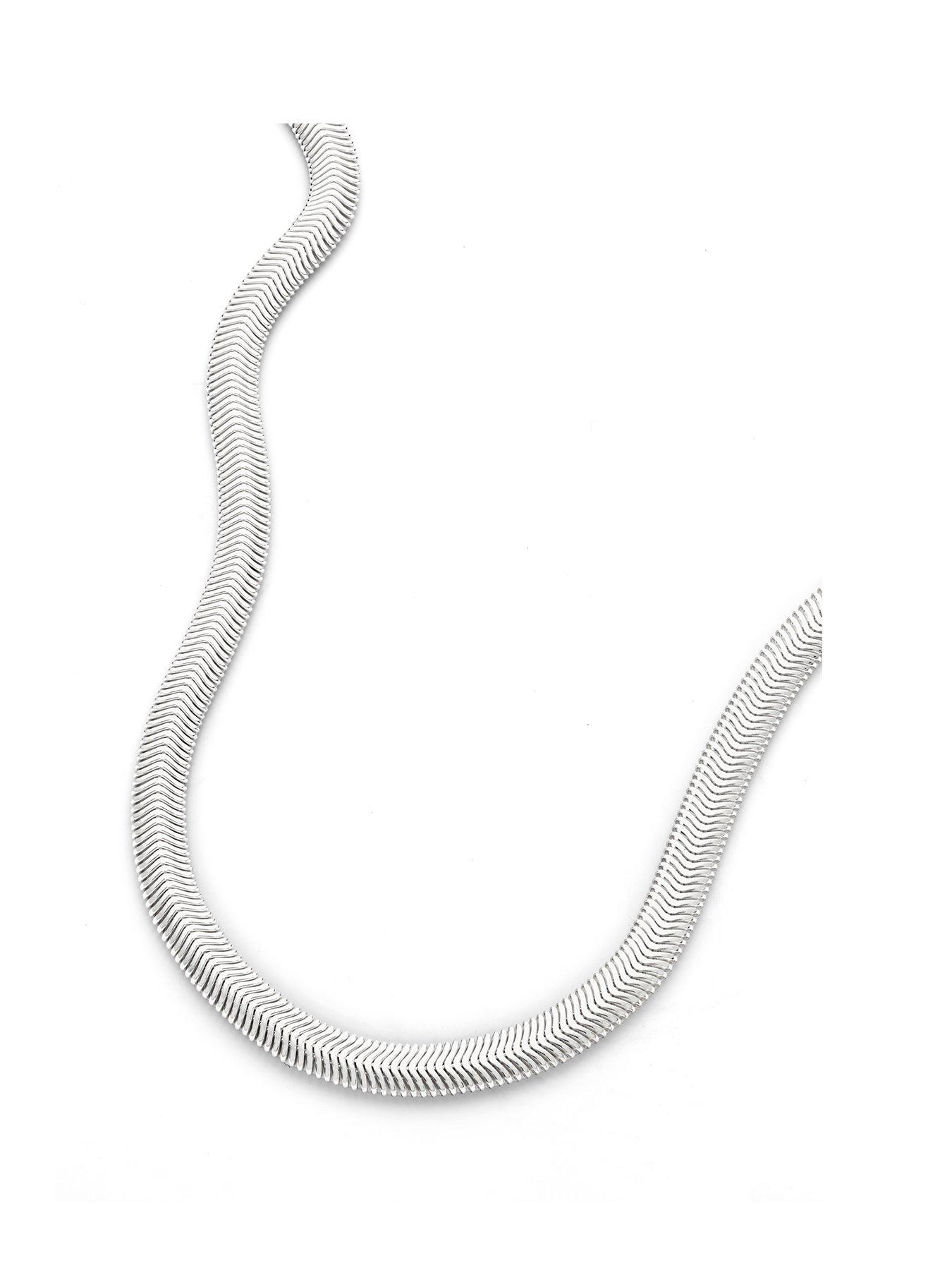 The Love Collection Sterling Silver Snake Chain (6mm) Necklace 17 inch