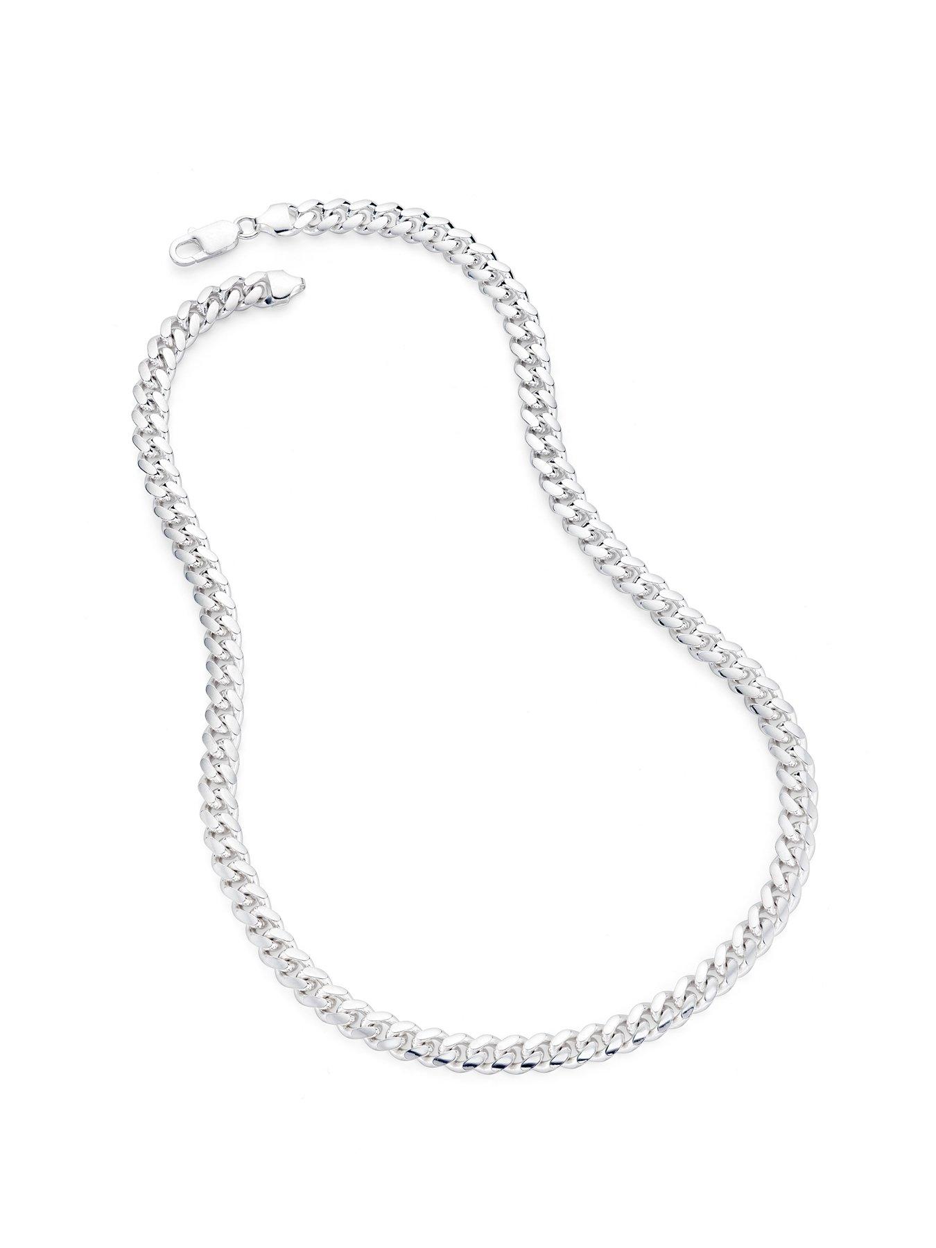 Image 2 of 5 of The Love Collection Sterling Silver Curb Chain Cuban (8mm) Necklace 22 inch