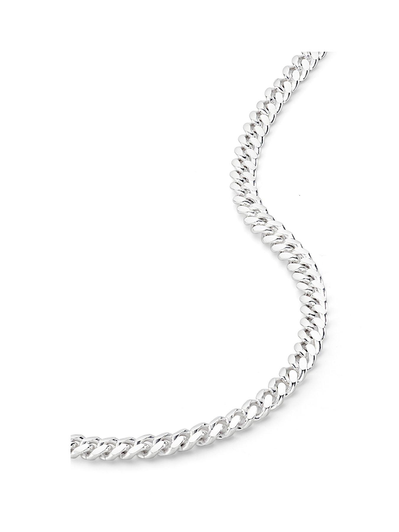 Image 1 of 6 of The Love Collection Sterling Silver Curb Chain Cuban (4.75mm) Necklace 20 inch