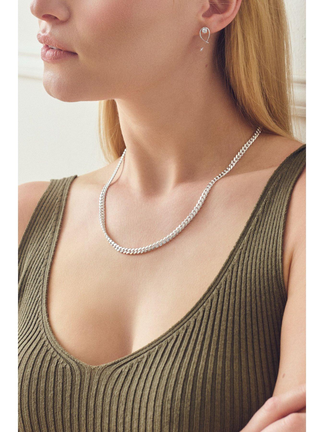 Image 5 of 6 of The Love Collection Sterling Silver Curb Chain Cuban (4.75mm) Necklace 20 inch