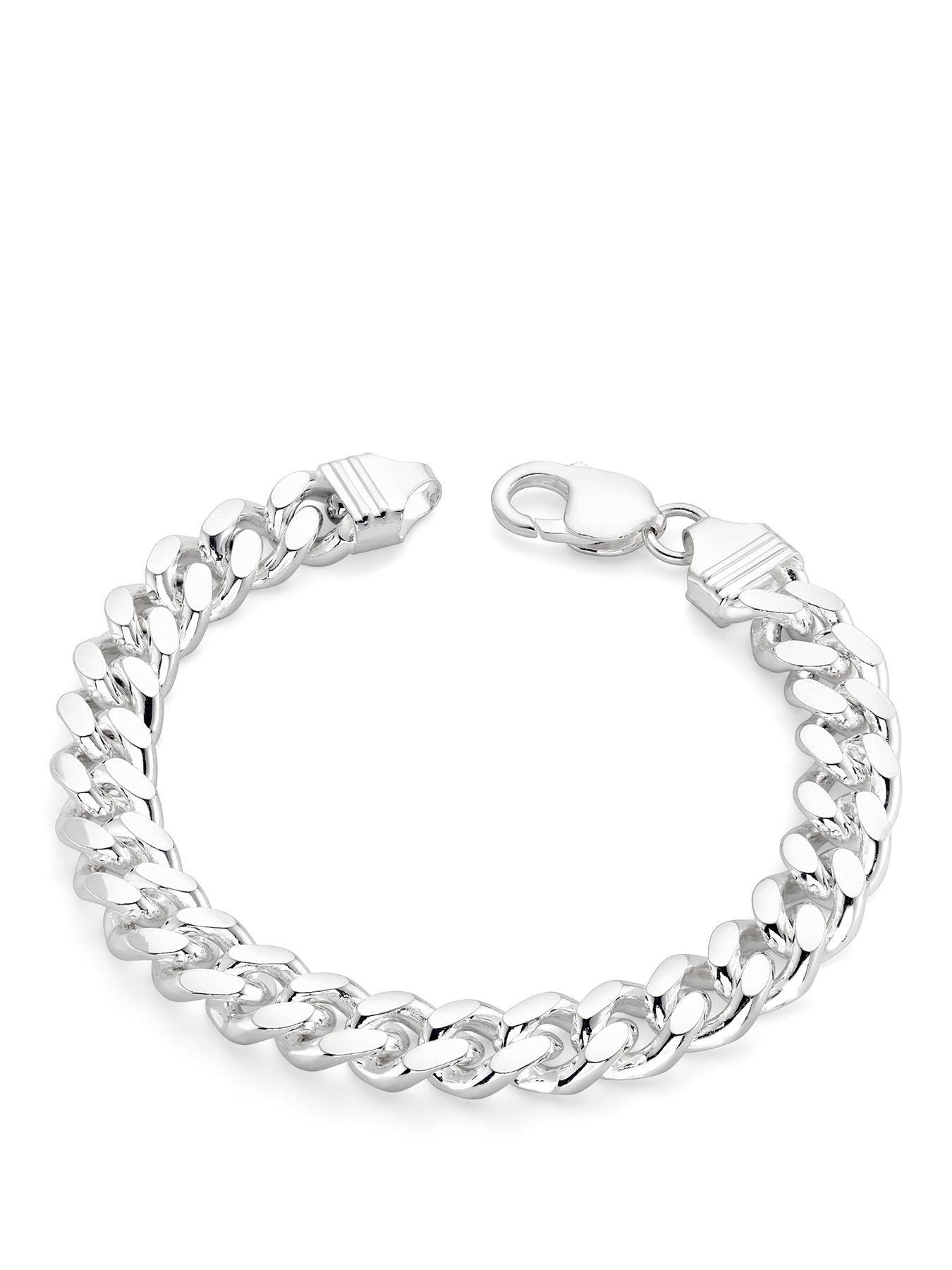 Image 1 of 5 of The Love Collection Sterling Silver Curb Chain Cuban (10.5mm) Bracelet 8.5 inch