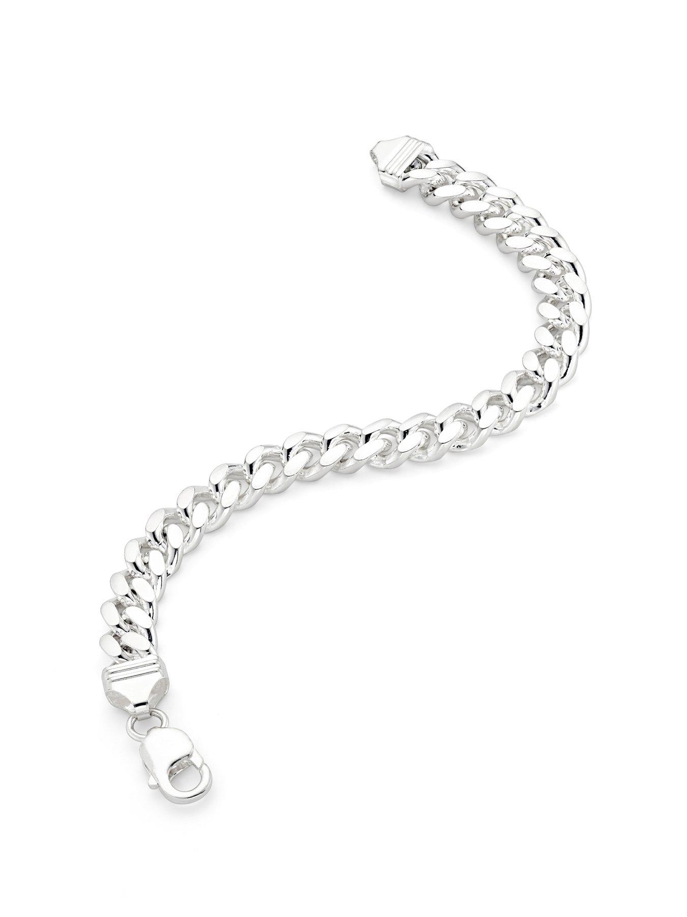 Image 2 of 5 of The Love Collection Sterling Silver Curb Chain Cuban (10.5mm) Bracelet 8.5 inch