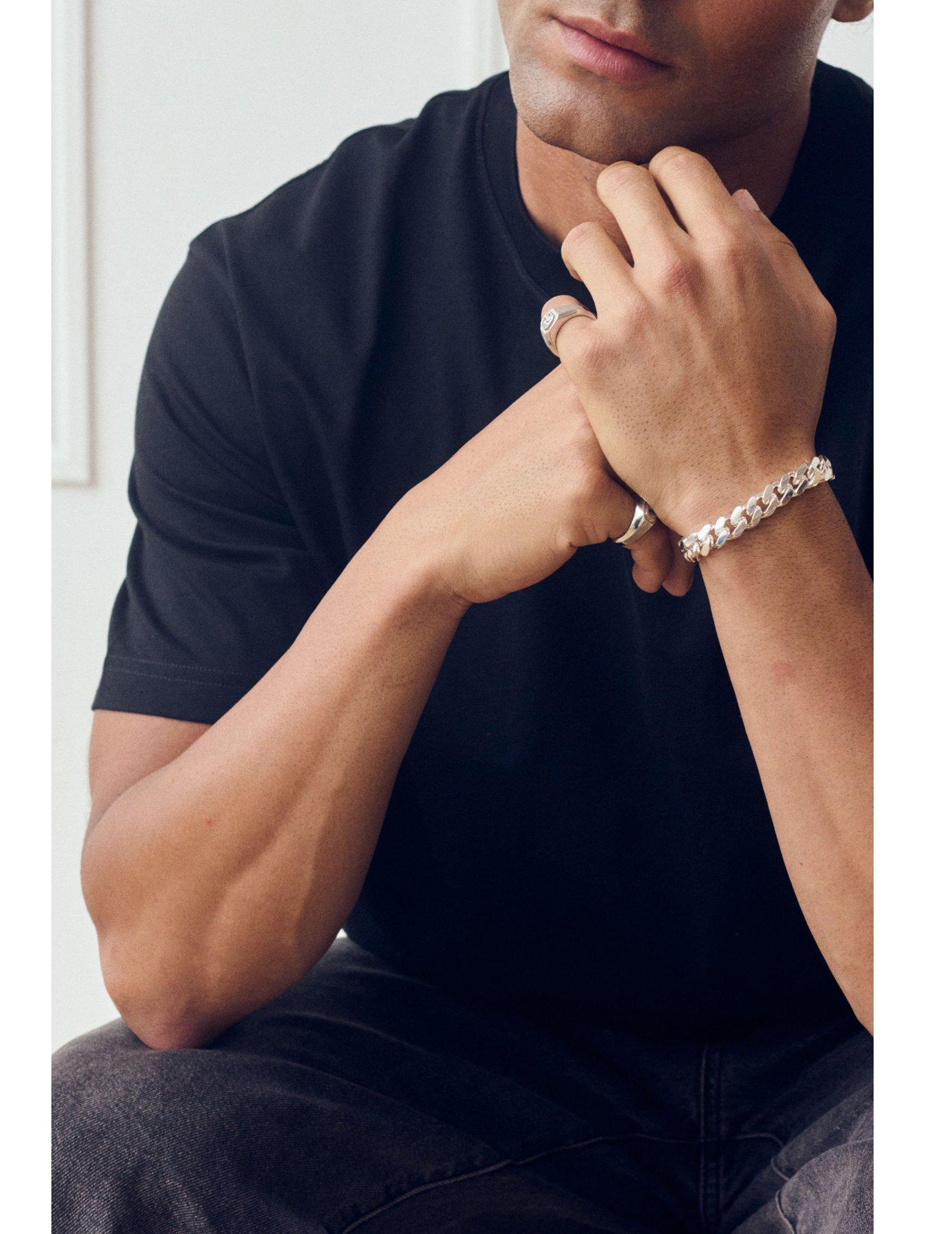 Image 4 of 5 of The Love Collection Sterling Silver Curb Chain Cuban (10.5mm) Bracelet 8.5 inch