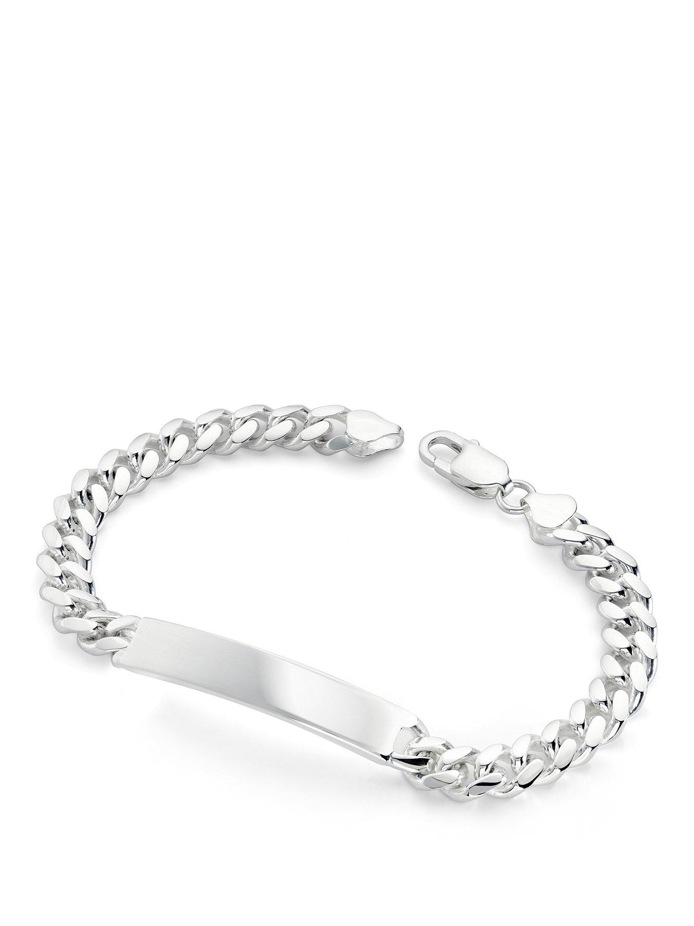 Image 1 of 4 of The Love Collection Sterling Silver Curb Chain Cuban (8mm) ID Bracelet 8.5 inch