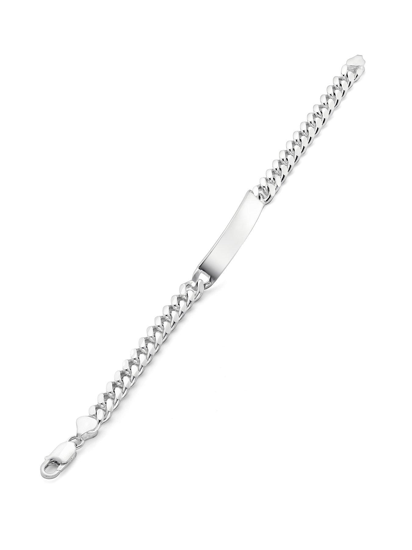 Image 2 of 4 of The Love Collection Sterling Silver Curb Chain Cuban (8mm) ID Bracelet 8.5 inch