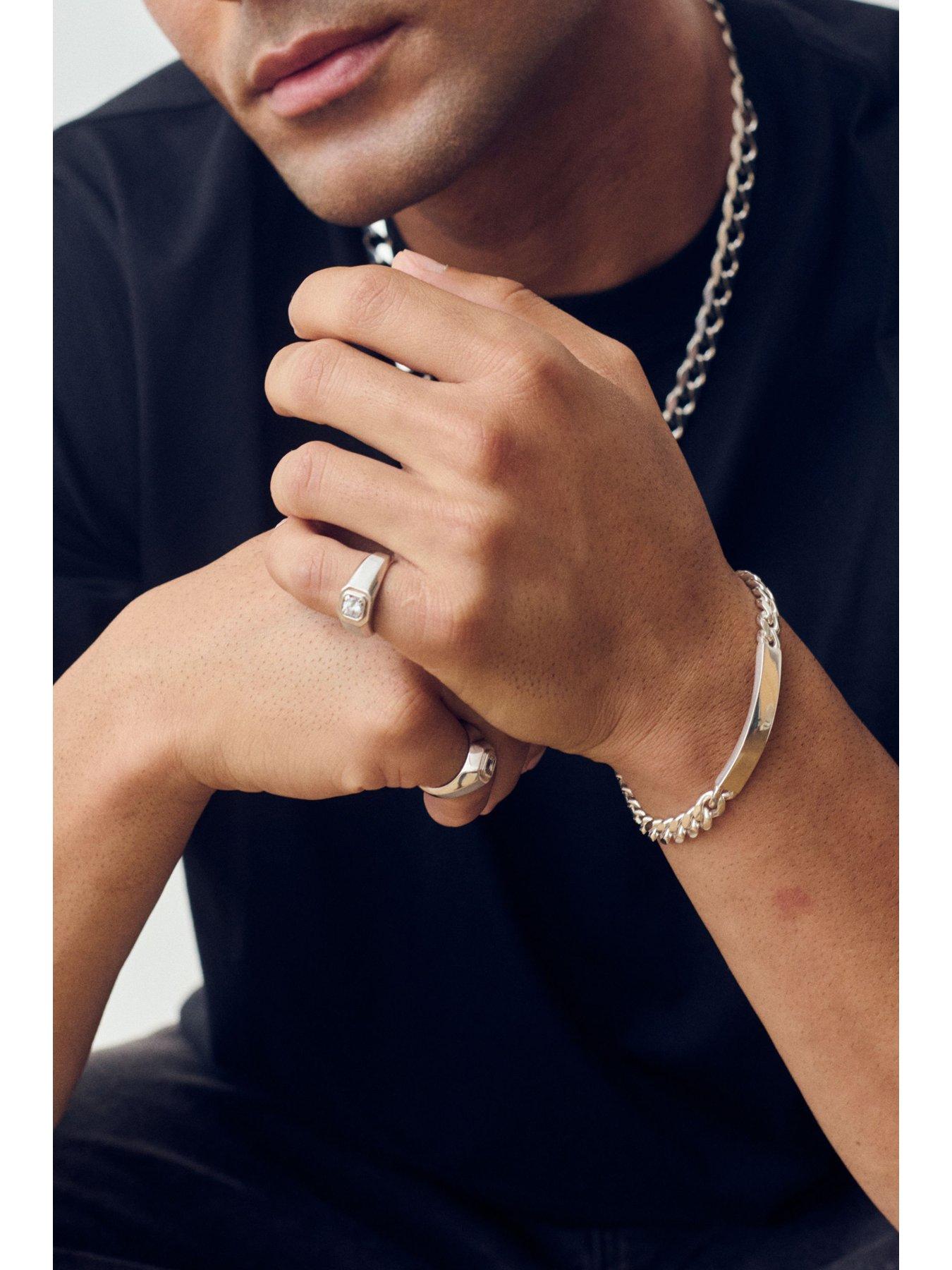 Image 3 of 4 of The Love Collection Sterling Silver Curb Chain Cuban (8mm) ID Bracelet 8.5 inch