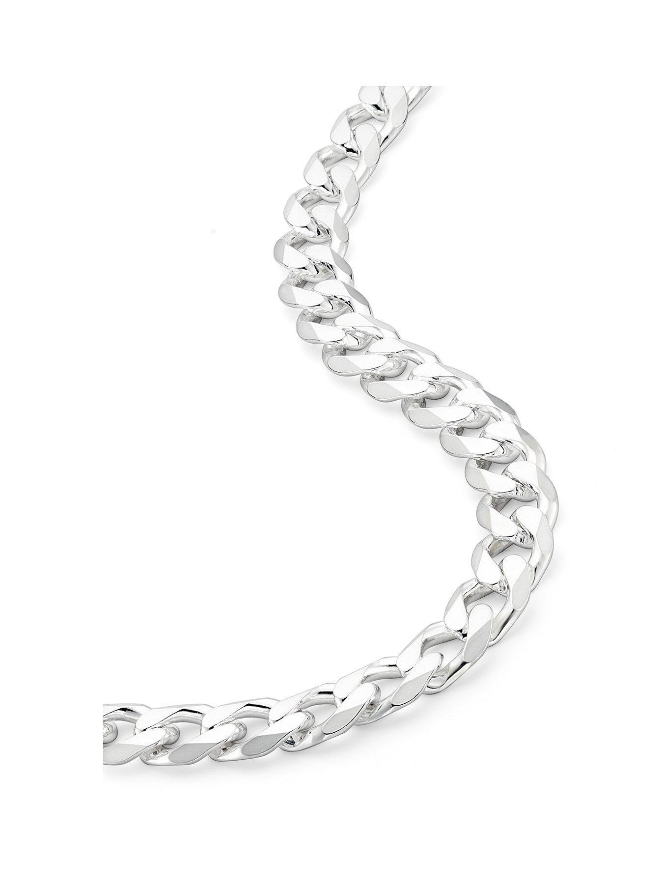 The Love Collection Sterling Silver Curb Chain (11.4mm) Necklace 22 inch