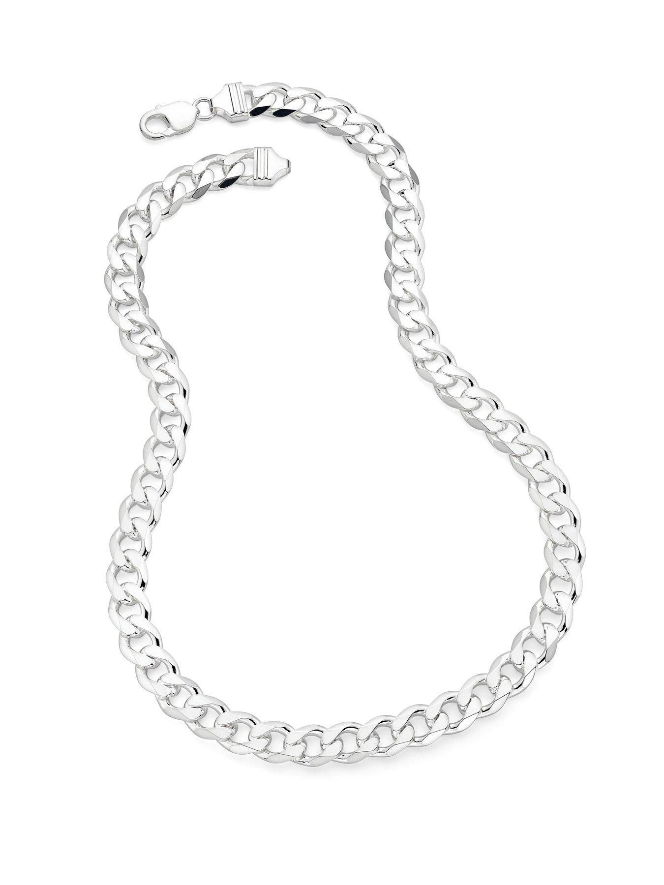 Image 2 of 5 of The Love Collection Sterling Silver Curb Chain (11.4mm) Necklace 22 inch