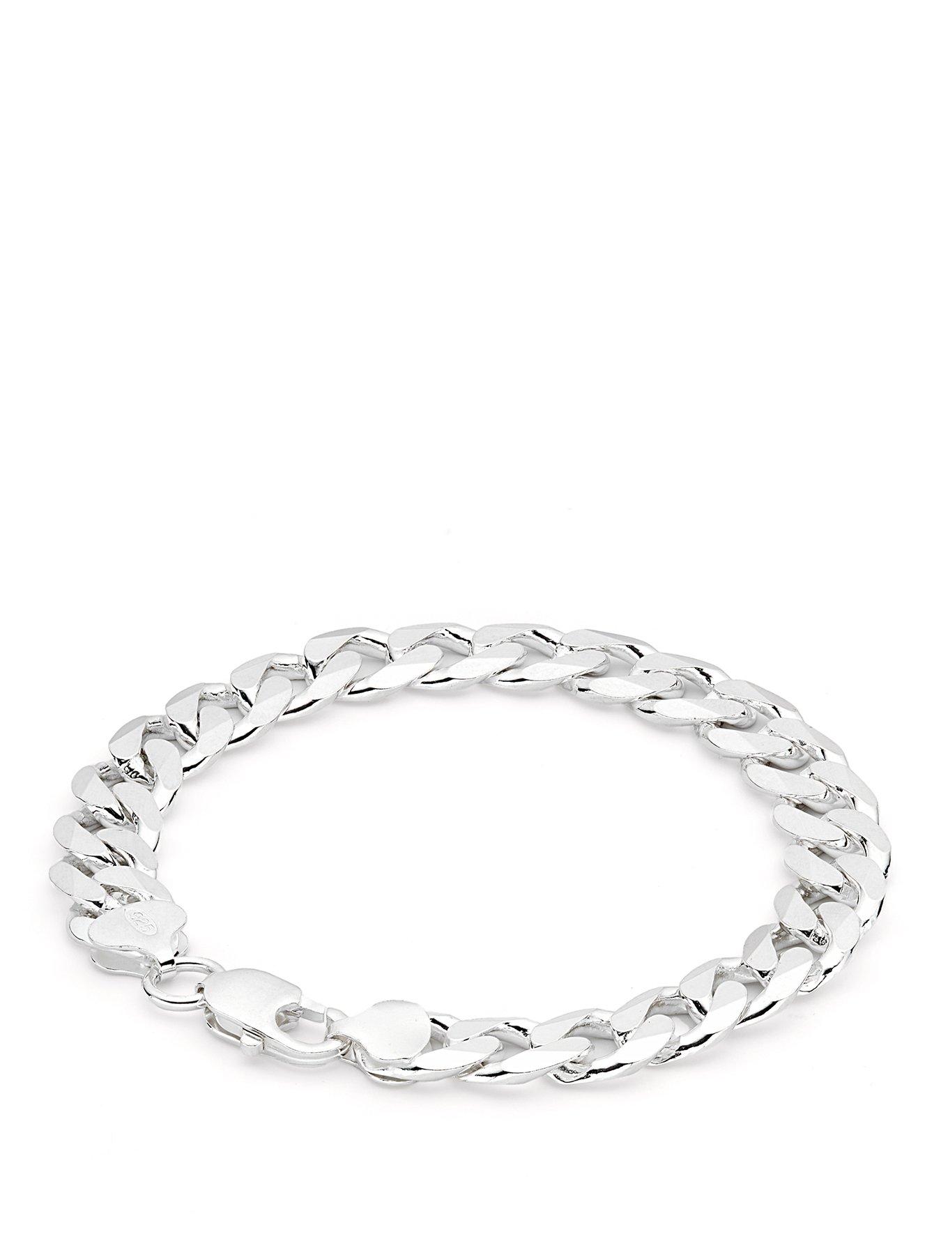 The Love Collection Sterling Silver Curb Chain (8mm) Bracelet 8.5 inch