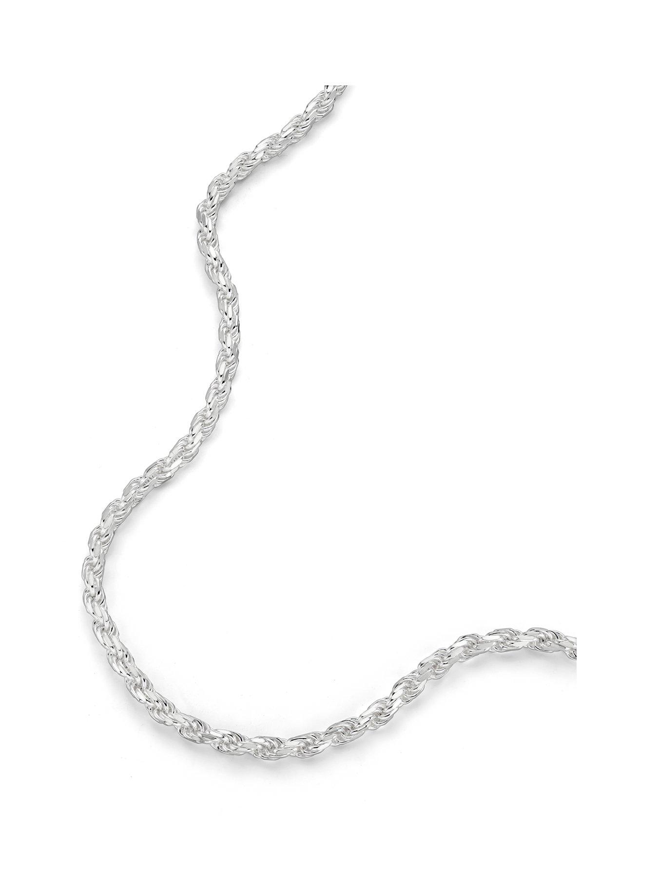 The Love Collection Sterling Silver Rope Chain (3mm) Necklace 22 inch