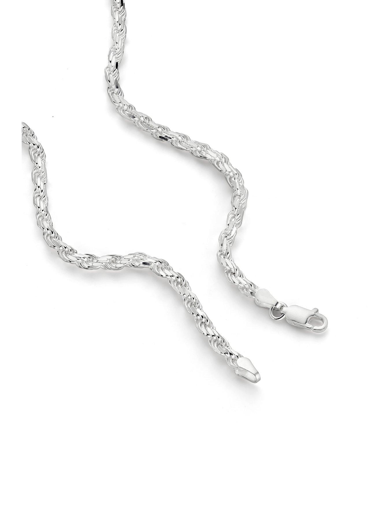 stillFront image of the-love-collection-sterling-silver-rope-chain-3mm-necklace-22-inch