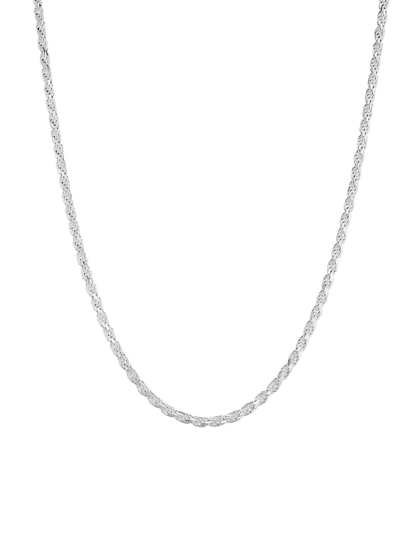  image of the-love-collection-sterling-silver-rope-chain-3mm-necklace-22-inch