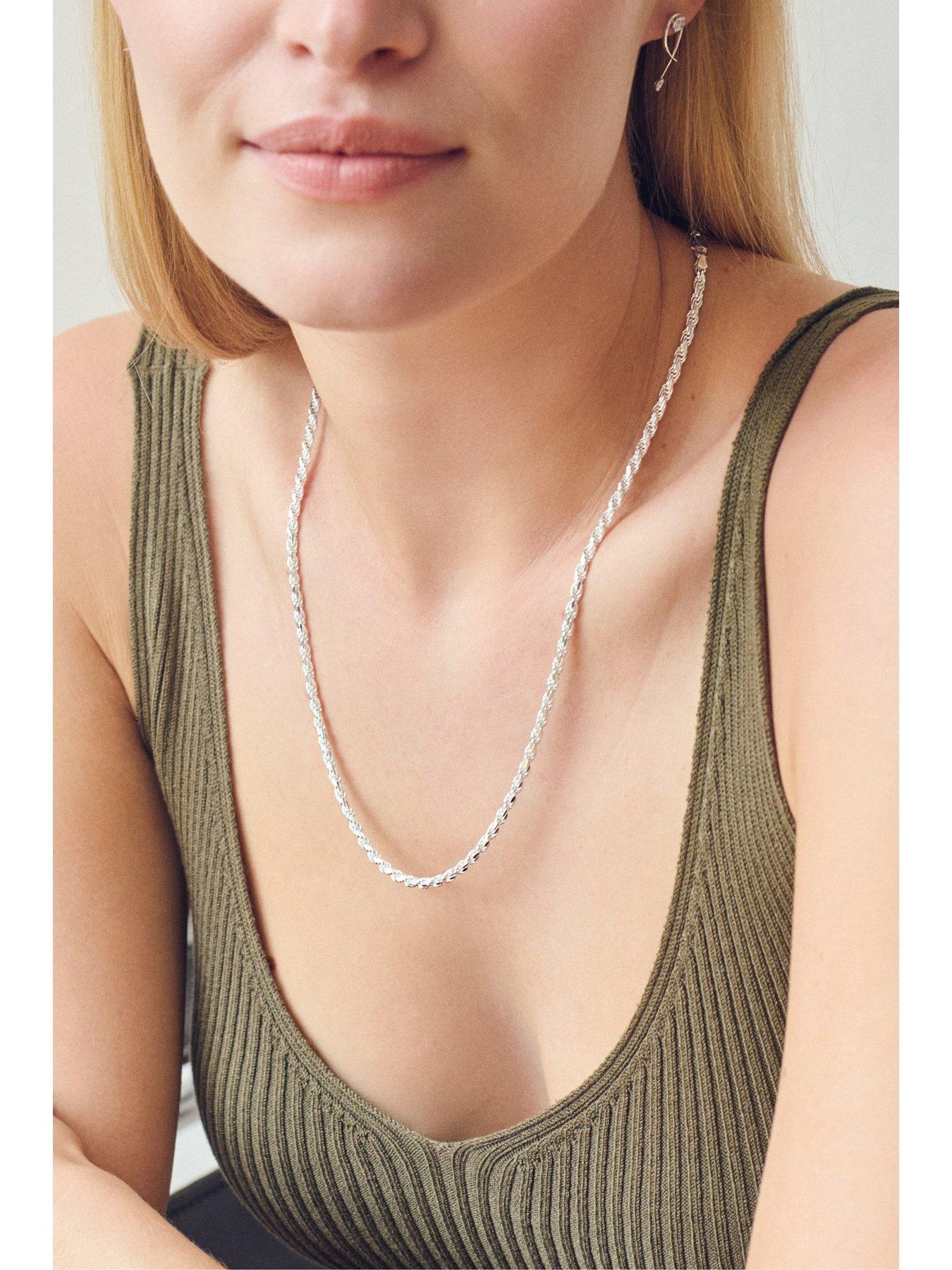  image of the-love-collection-sterling-silver-rope-chain-3mm-necklace-22-inch