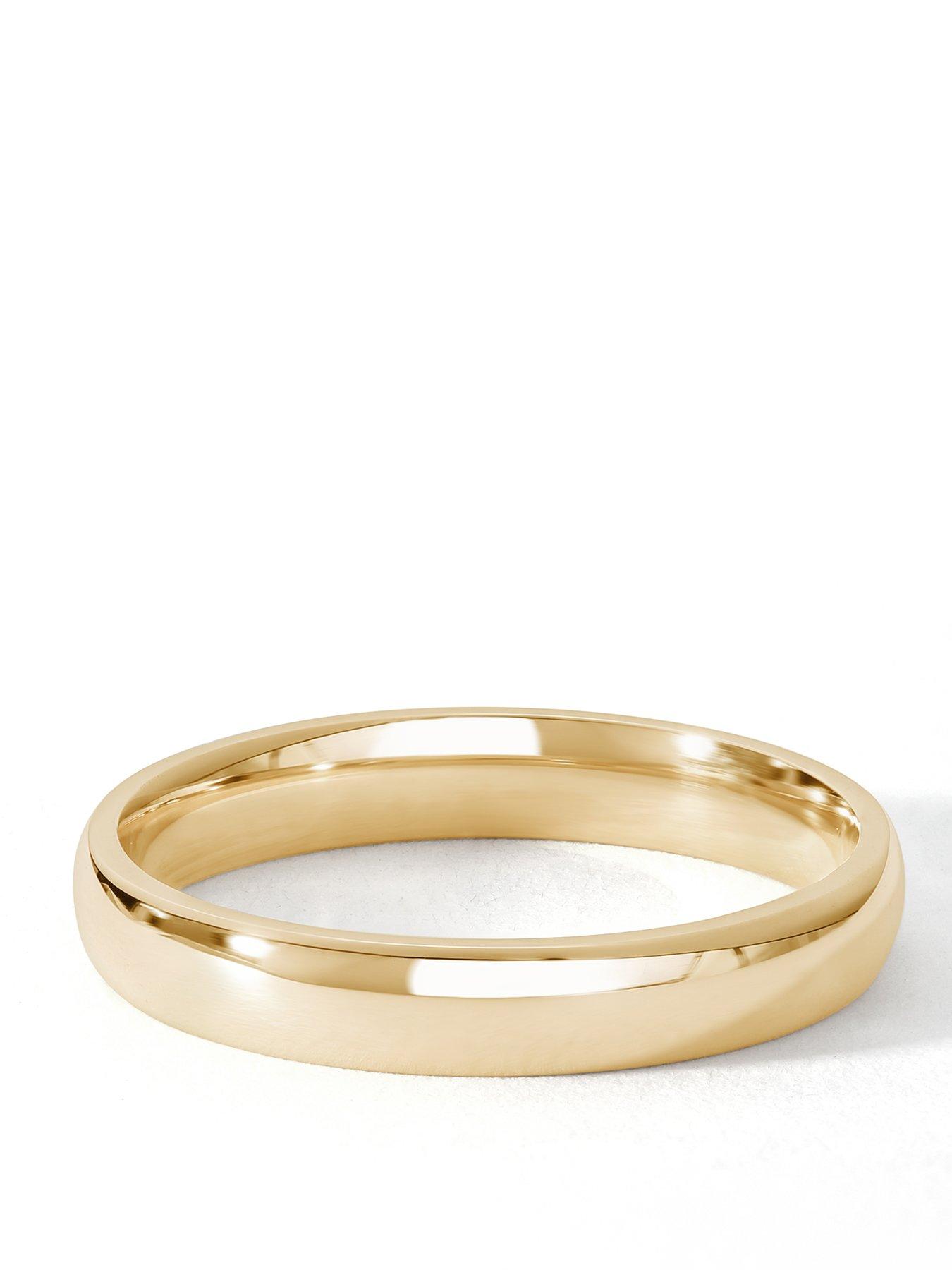 The Love Collection Classic 9ct Yellow Gold Court Wedding Band Ring - 3mm