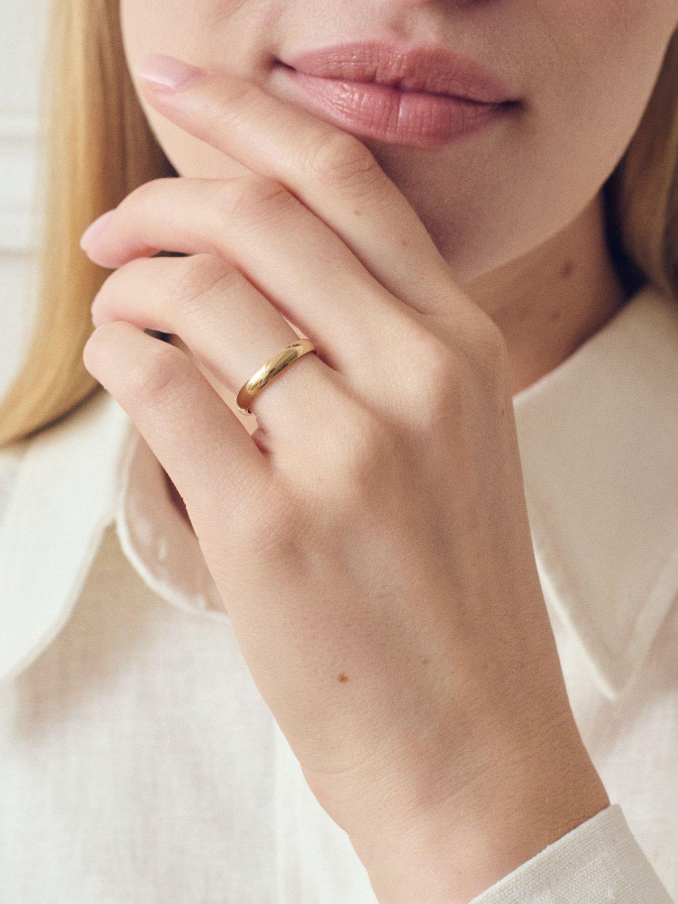 Image 2 of 5 of The Love Collection Classic 9ct Yellow Gold Court Wedding Band Ring - 3mm