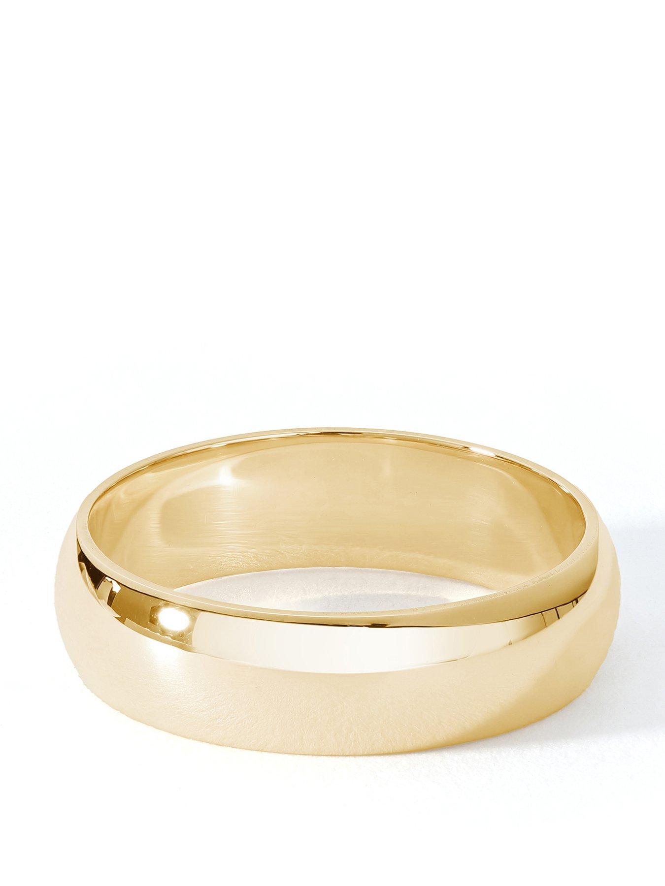The Love Collection Classic 9ct Yellow Gold D-Shape Wedding Ring - 5mm
