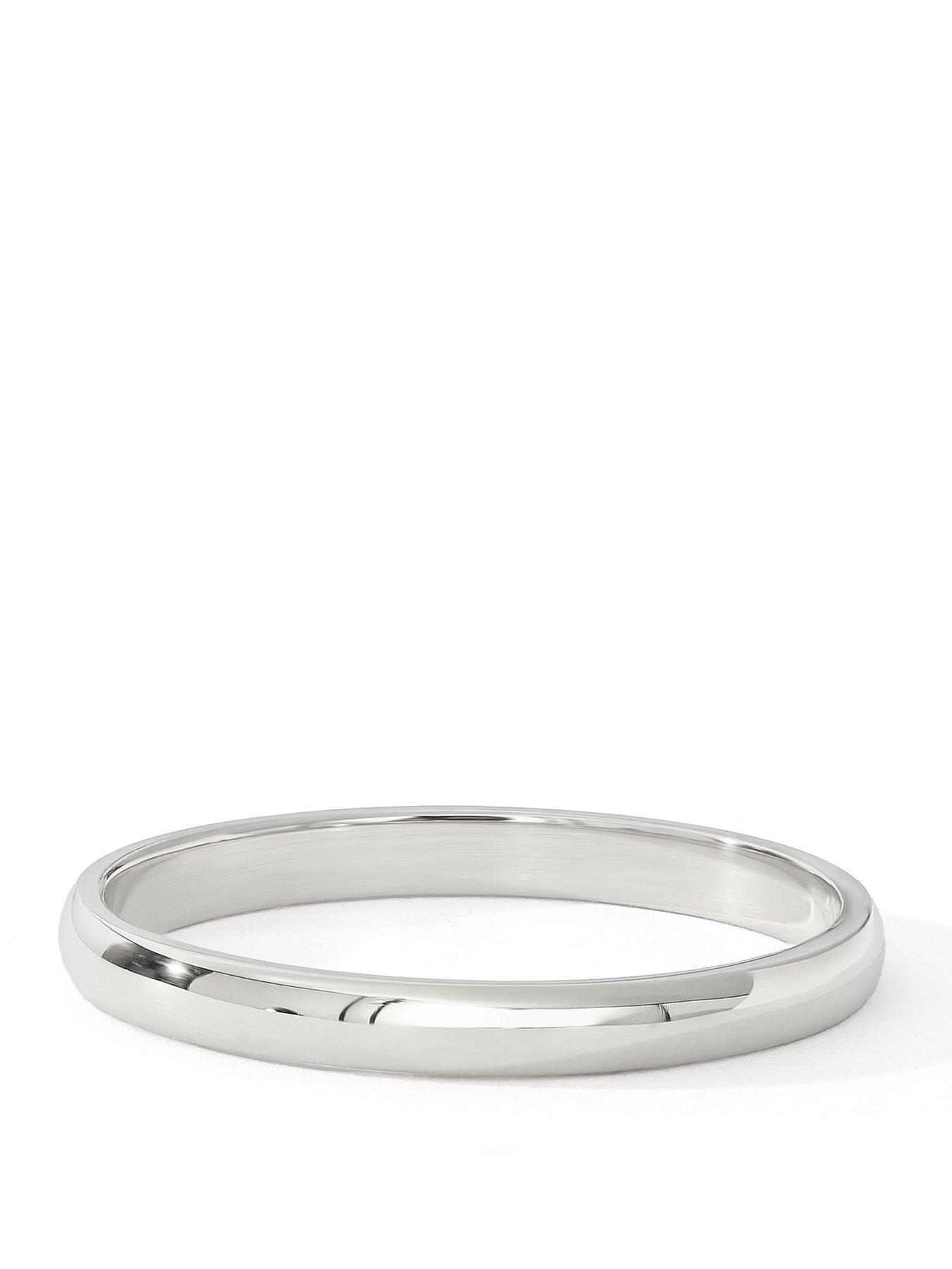 The Love Collection Classic 9ct White Gold D-Shape Wedding Band Ring - 2mm