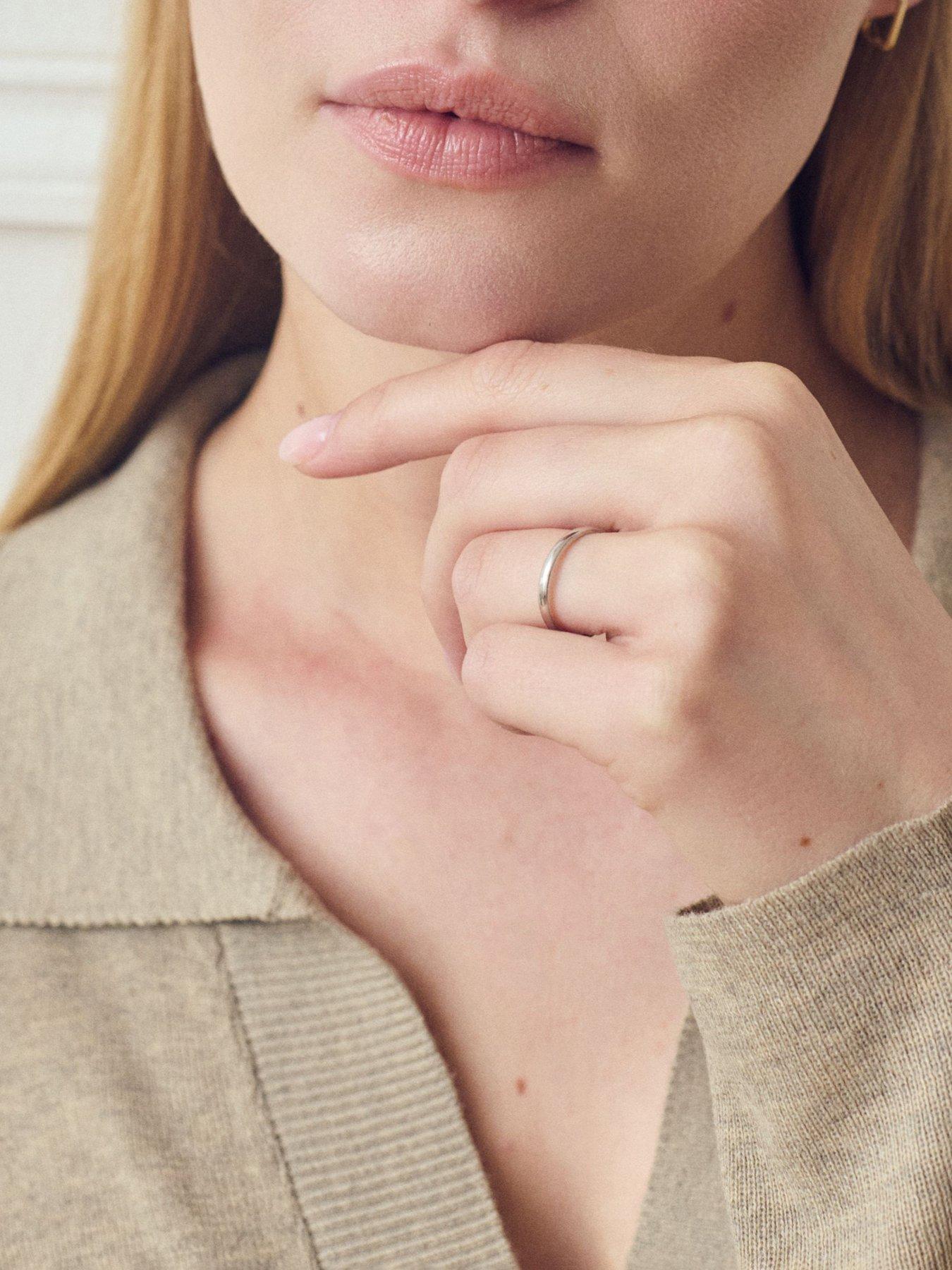  image of the-love-collection-classic-9ct-white-gold-d-shape-wedding-band-ring-2mm