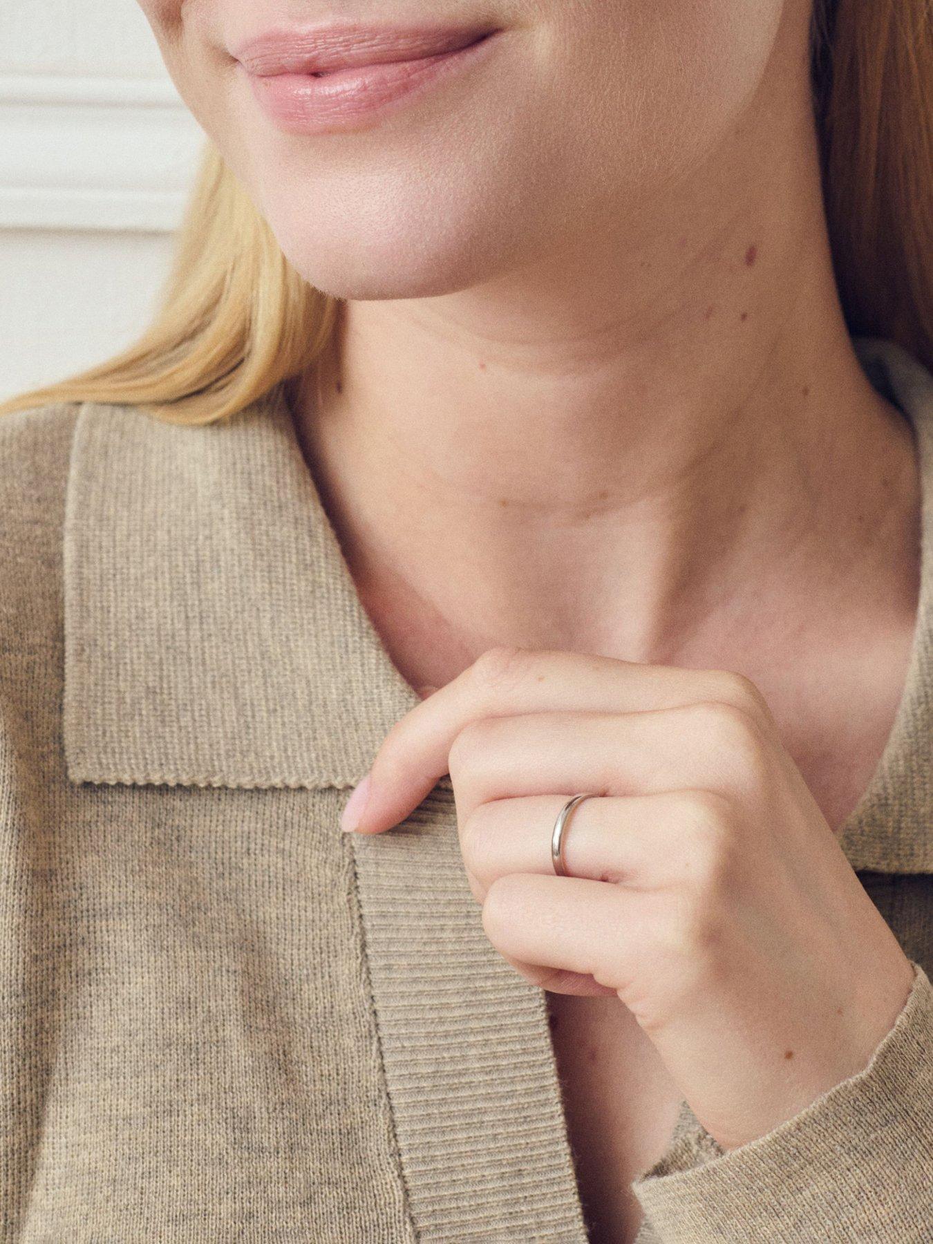  image of the-love-collection-classic-9ct-white-gold-d-shape-wedding-band-ring-2mm