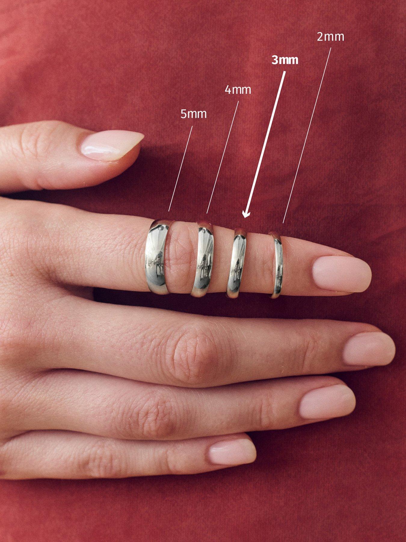  image of the-love-collection-classic-9ct-white-gold-d-shape-wedding-band-ring-3mm