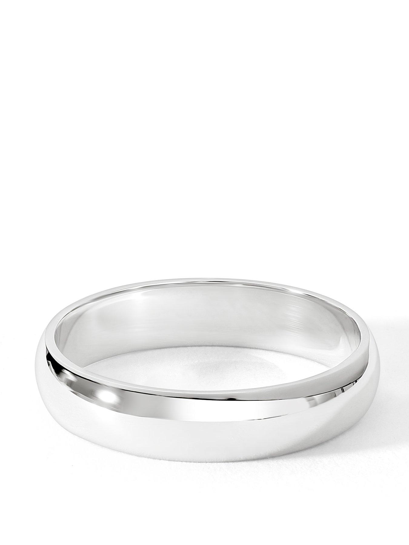 Image 1 of 5 of The Love Collection Classic 9ct White Gold D-Shape Wedding Band Ring - 4mm