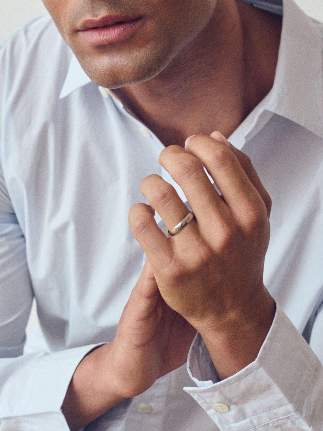 stillFront image of the-love-collection-classic-9ct-white-gold-d-shape-wedding-band-ring-4mm