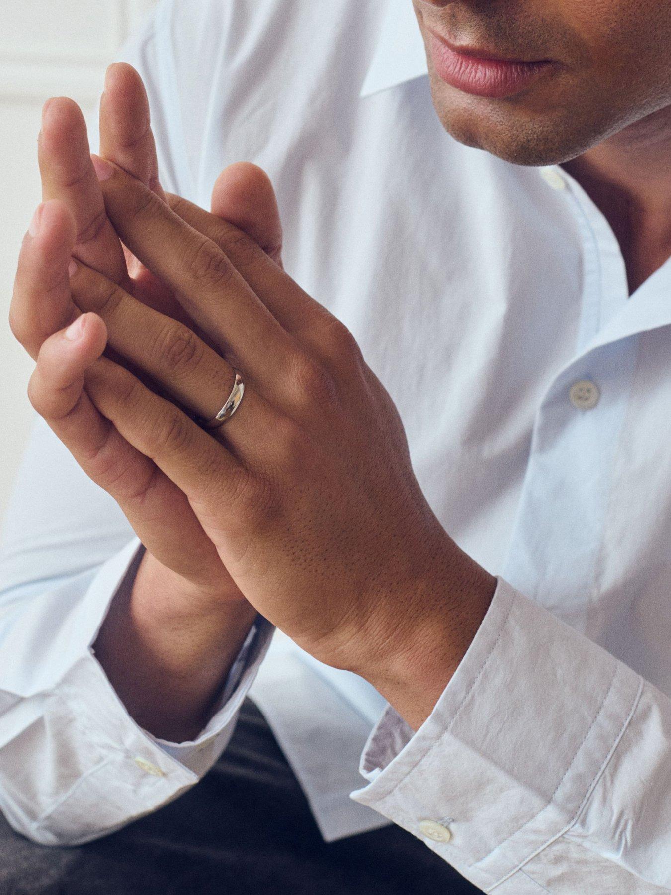Image 3 of 5 of The Love Collection Classic 9ct White Gold D-Shape Wedding Band Ring - 4mm
