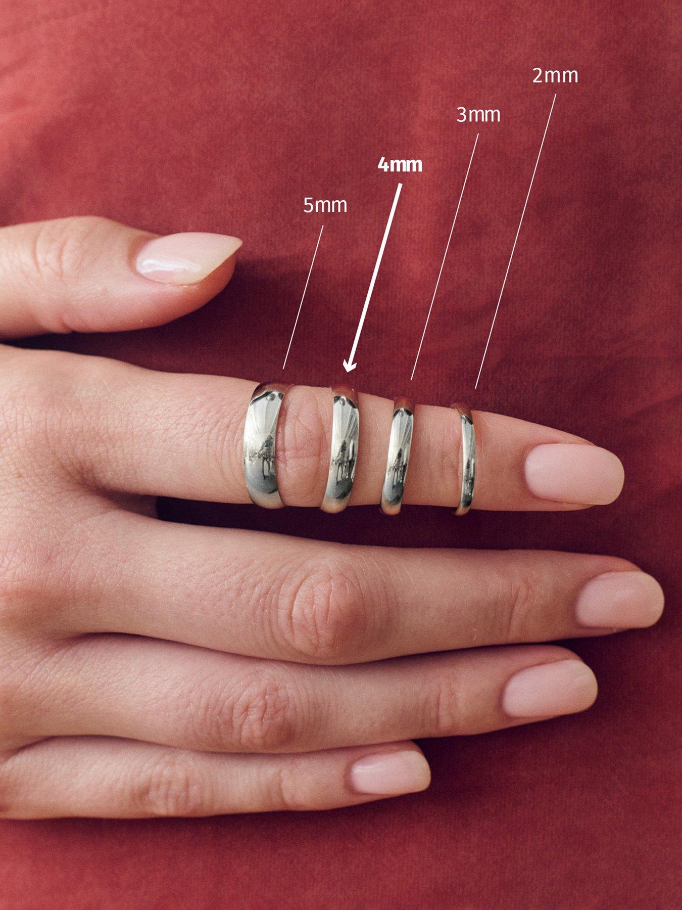  image of the-love-collection-classic-9ct-white-gold-d-shape-wedding-band-ring-4mm