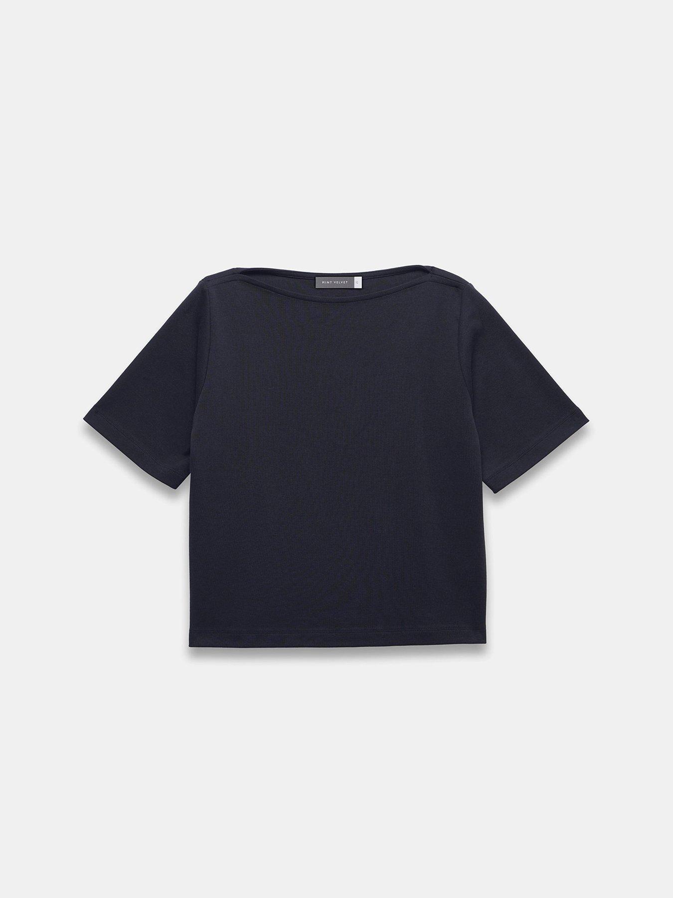  image of mint-velvet-navy-ultimate-slash-t-shirt