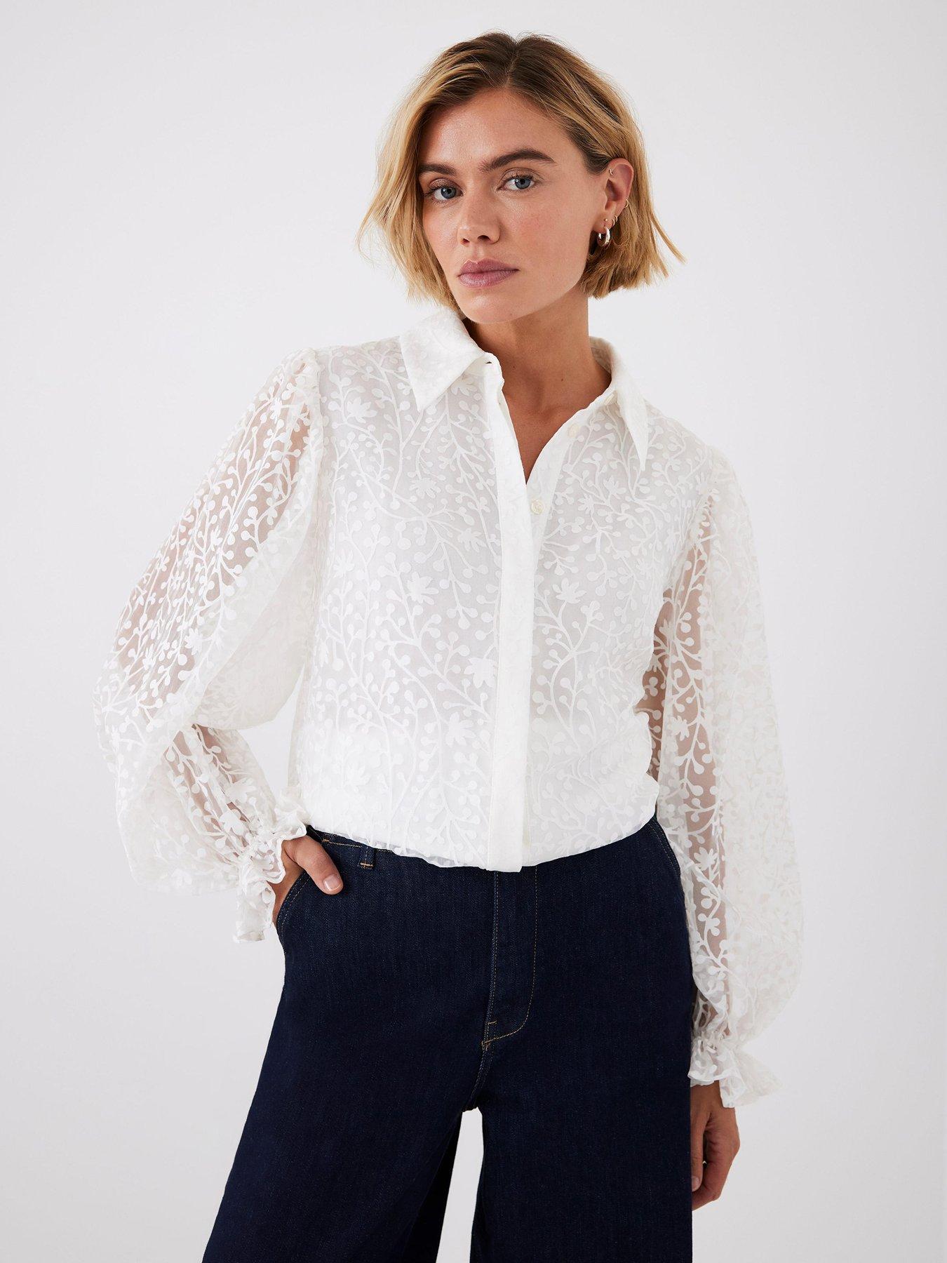  image of mint-velvet-cream-jacquard-shirt
