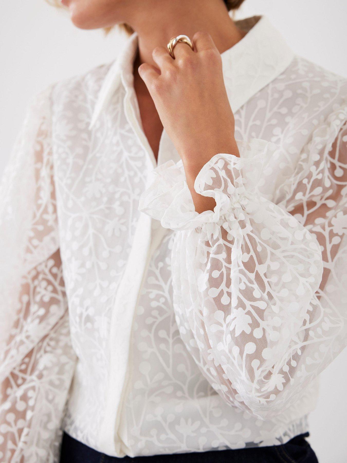  image of mint-velvet-cream-jacquard-shirt