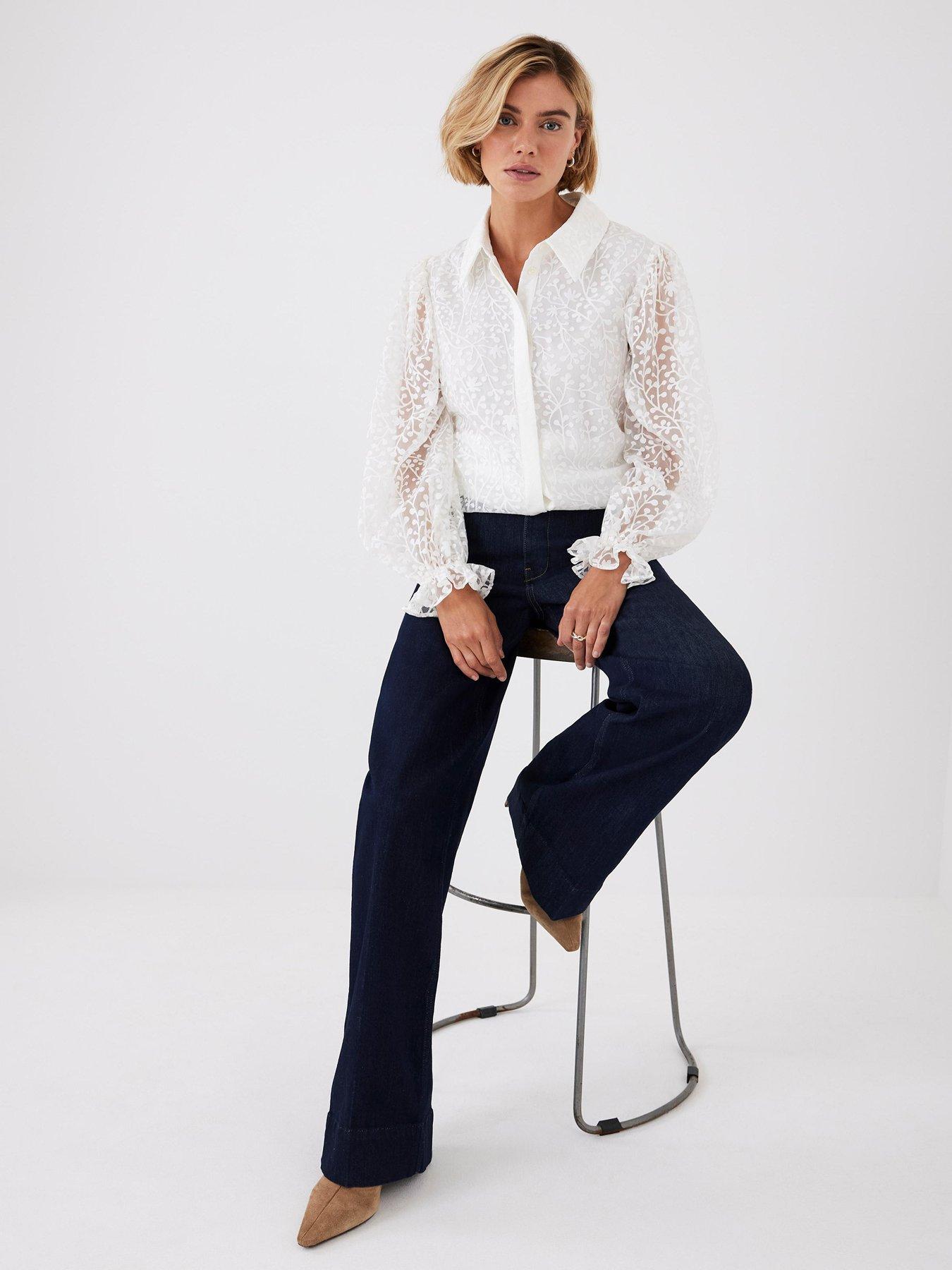  image of mint-velvet-cream-jacquard-shirt