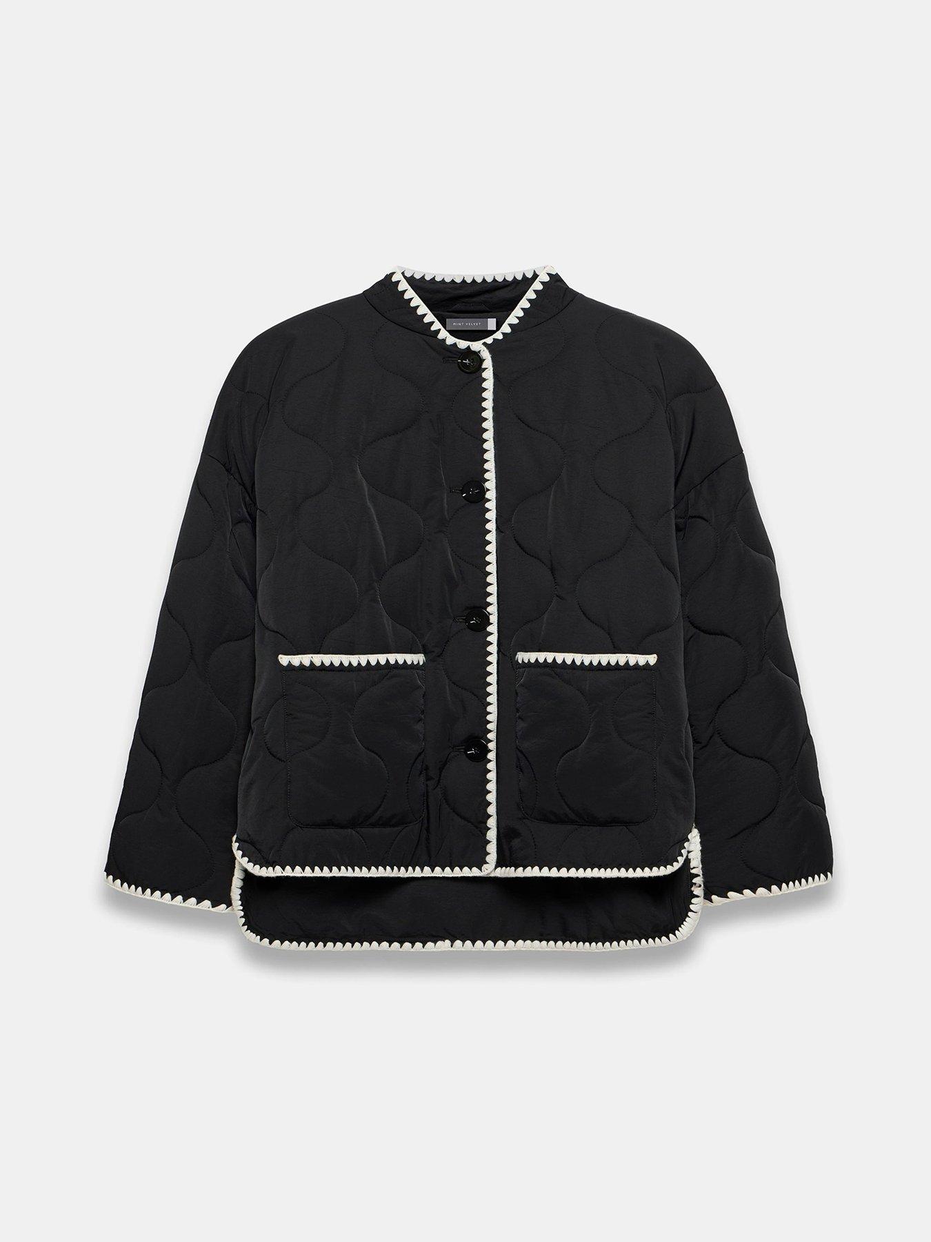  image of mint-velvet-knit-back-quilted-coat