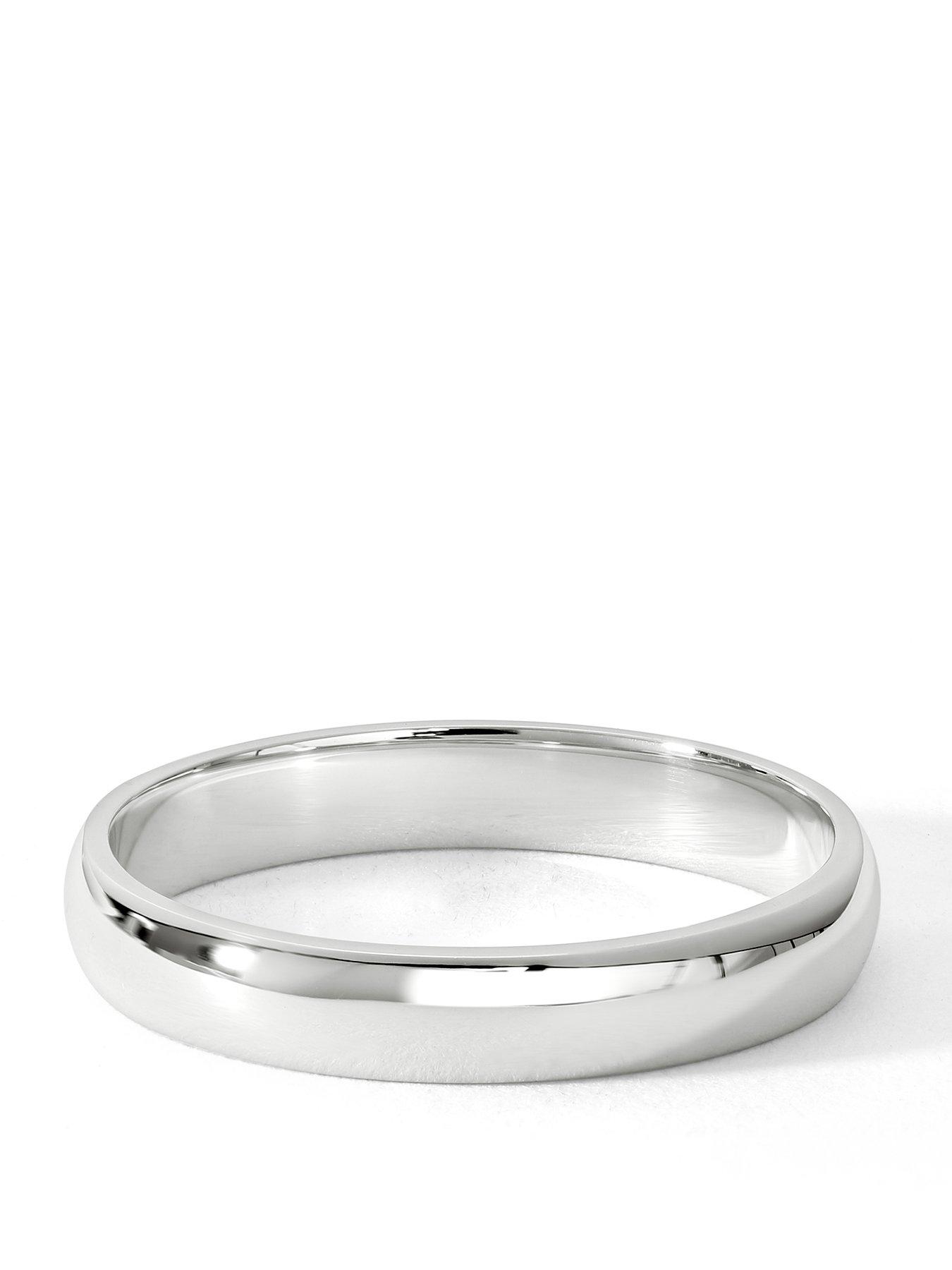 The Love Collection Classic 18ct White Gold D-Shape Wedding Band Ring - 3mm