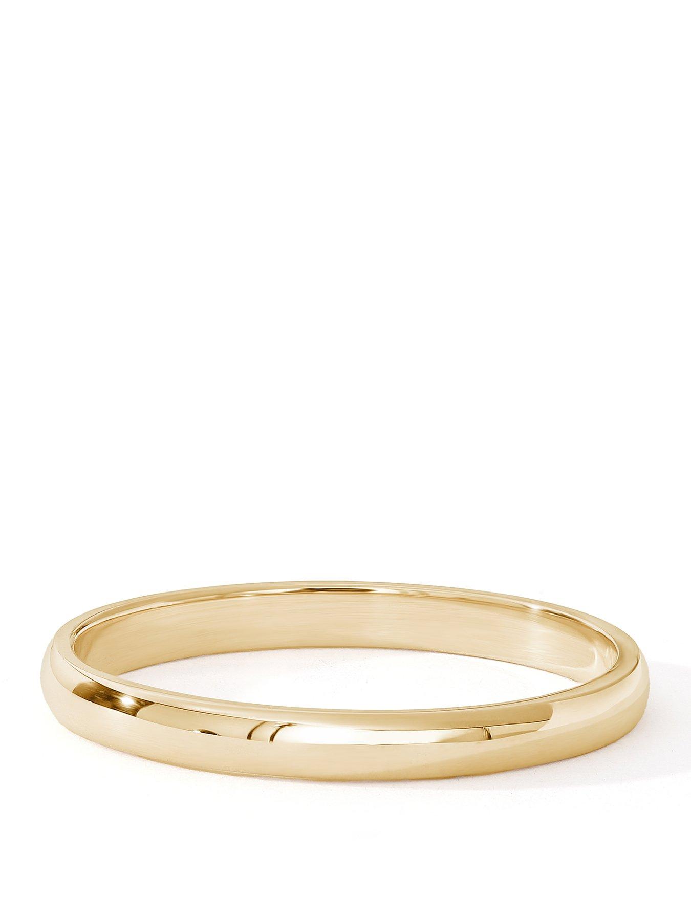 Image 1 of 5 of The Love Collection Classic 9ct Yellow Gold D-Shape Wedding Band Ring - 2mm