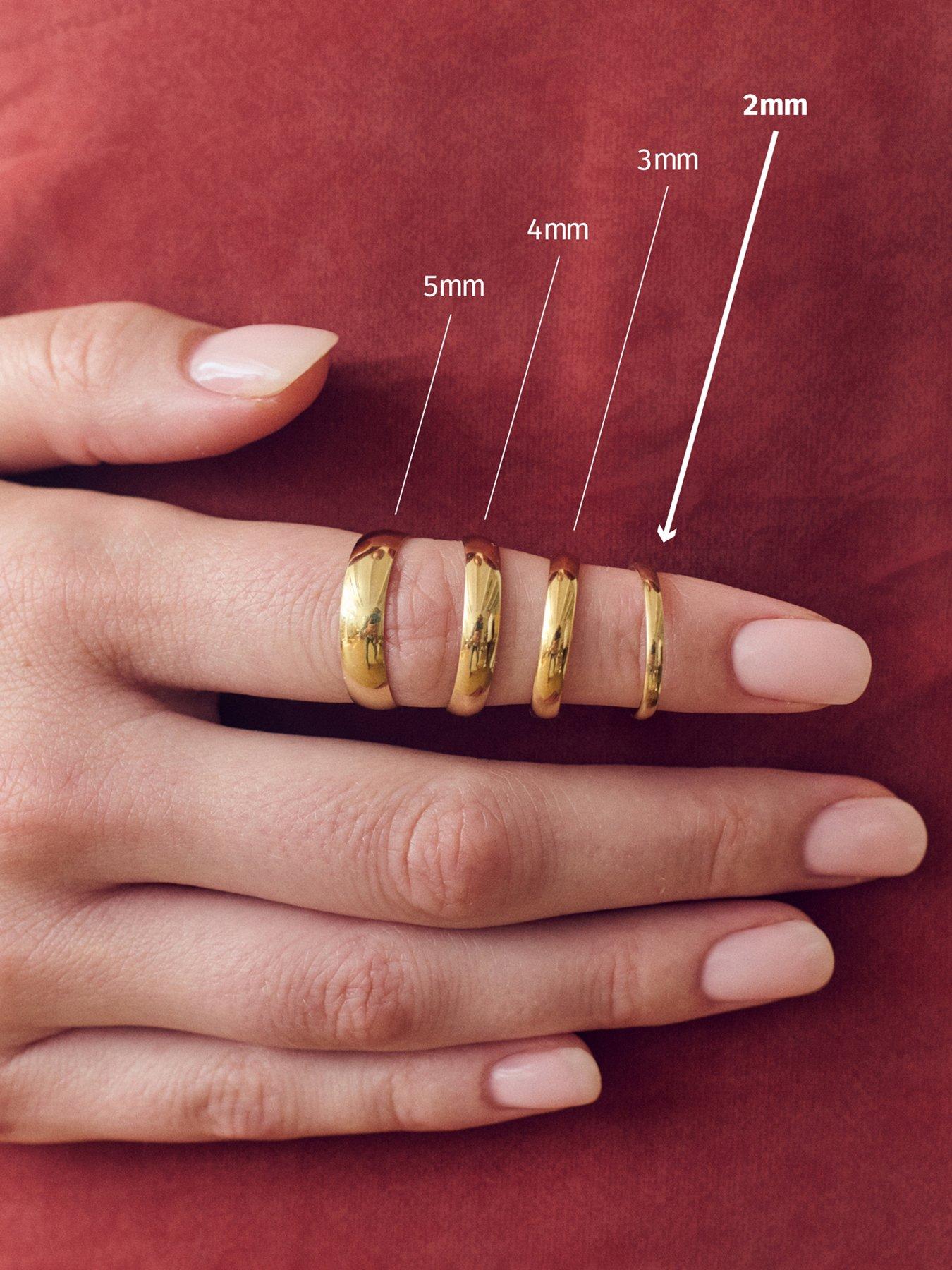 Image 5 of 5 of The Love Collection Classic 9ct Yellow Gold D-Shape Wedding Band Ring - 2mm