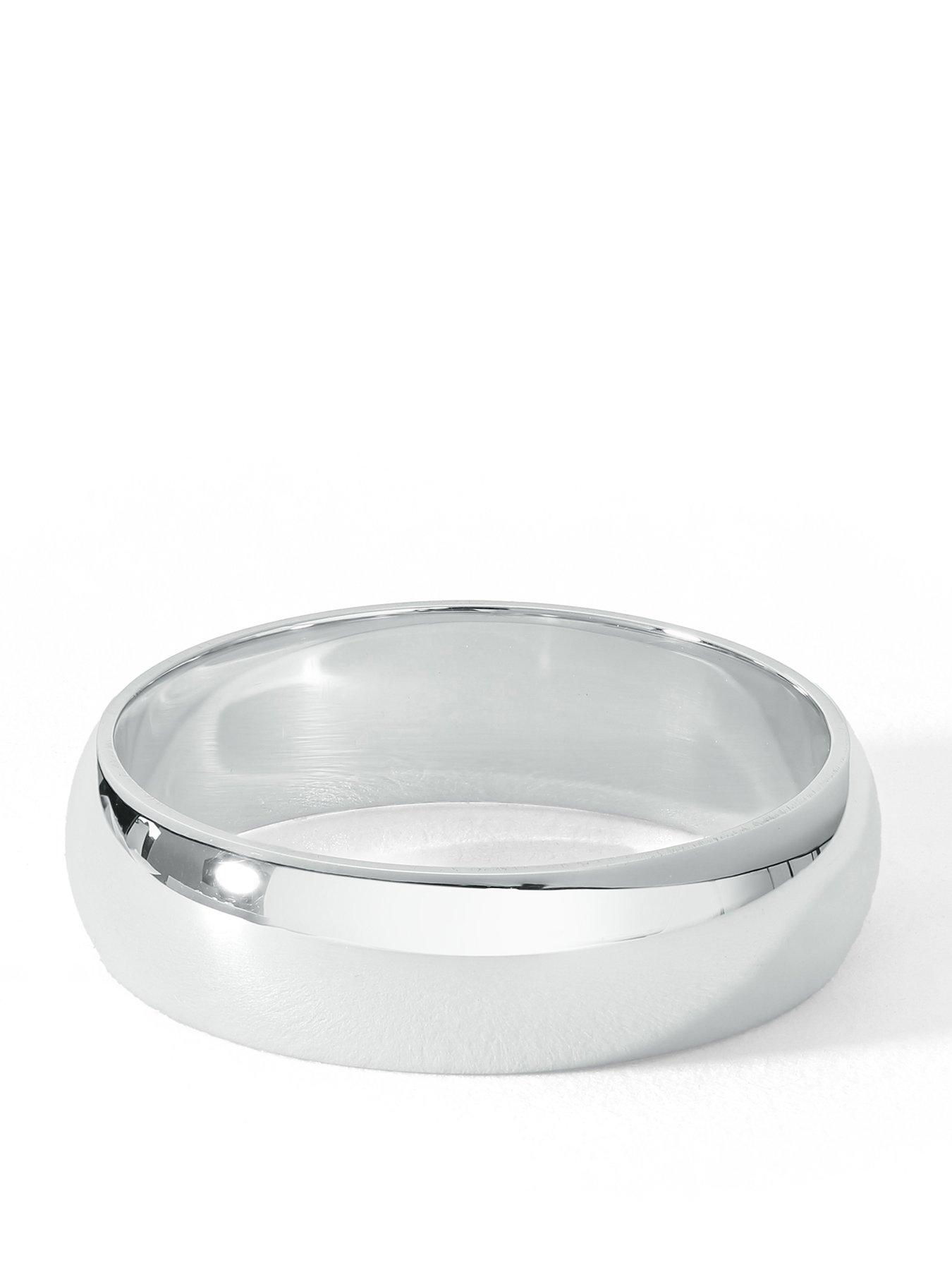 The Love Collection Classic 9ct White Gold D-Shape Wedding Ring - 5mm