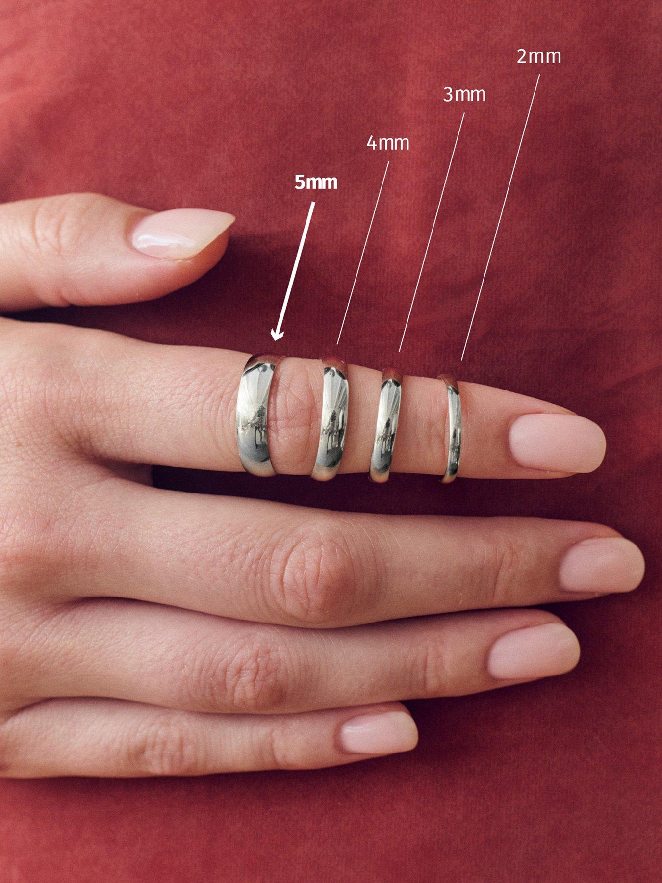  image of the-love-collection-classic-9ct-white-gold-d-shape-wedding-band-ring-5mm