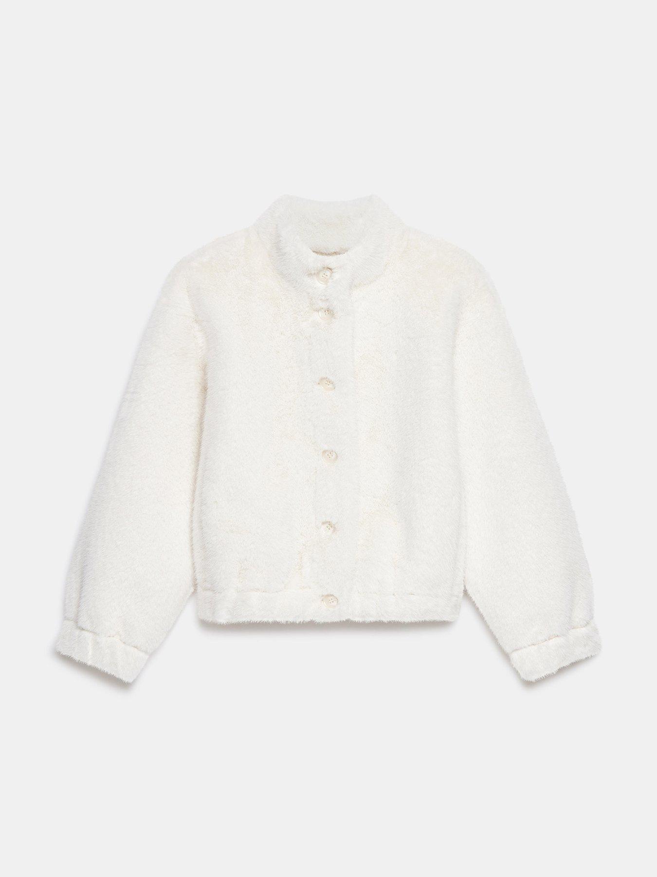 Image 5 of 6 of Mint Velvet White Faux Fur Bomber Jacket