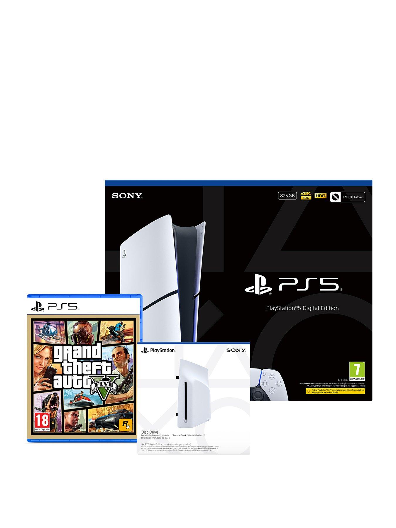 PlayStation 5 Digital Edition – 825GB with Grand Theft Auto V  &  Disc Drive