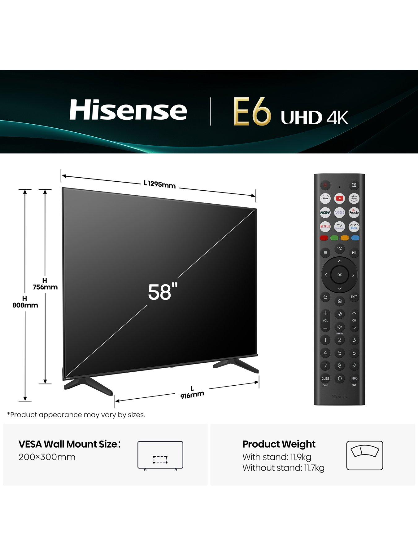  image of hisense-hisense-e8q-58-4k-qled-hdr-smart-tv-with-freely-58e6qtuk