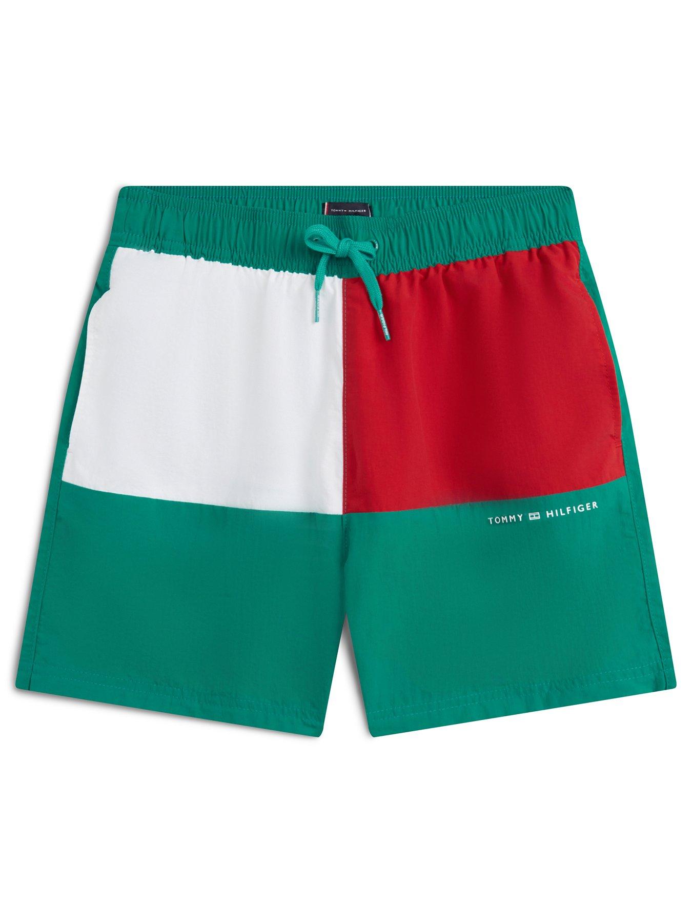 front image of tommy-hilfiger-boys-medium-drawstring-swimshort-green