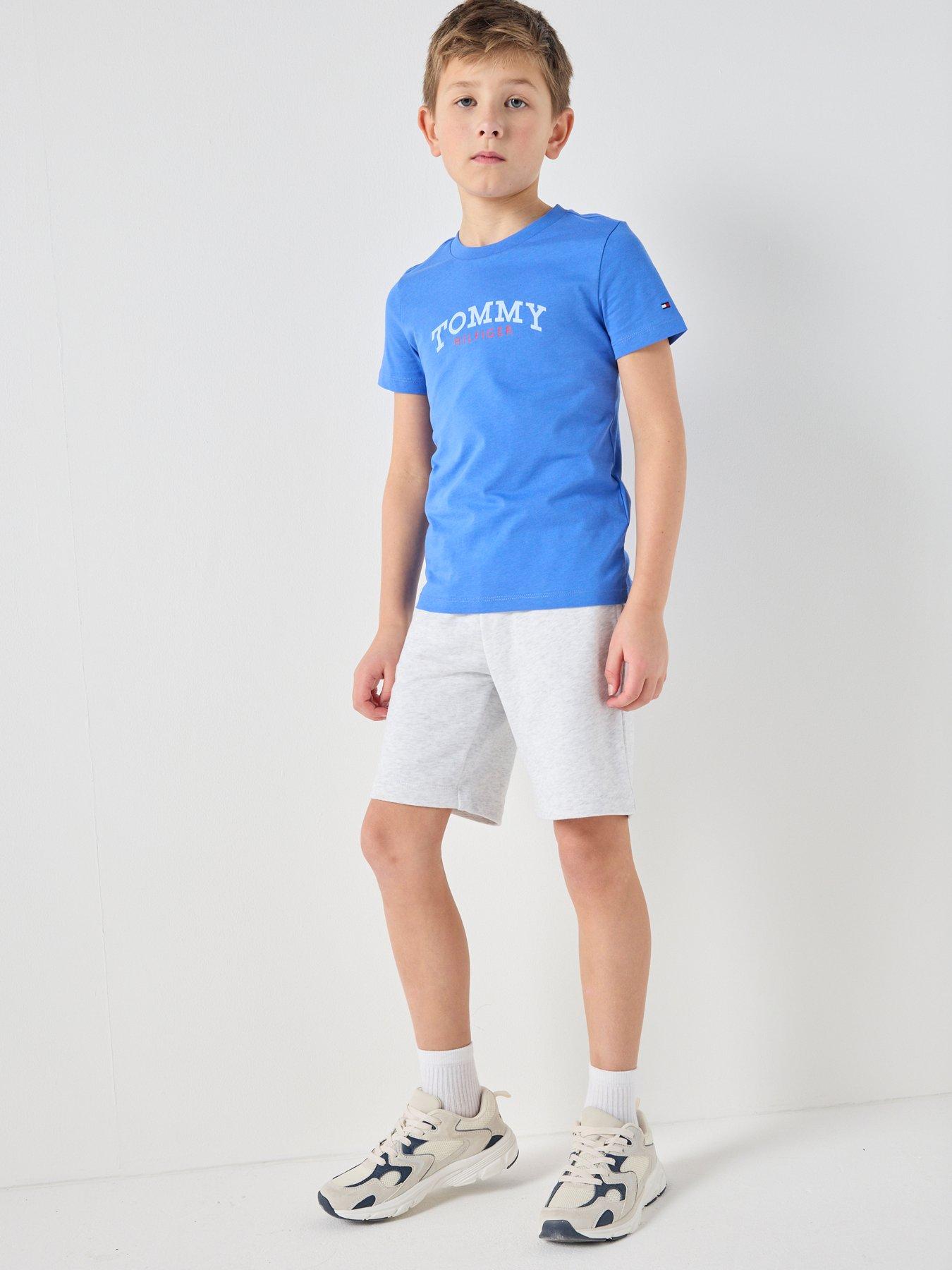 Tommy Hilfiger Boys Monotype Graphic Short Sleeve T-Shirt  &  Shorts Set - Blue